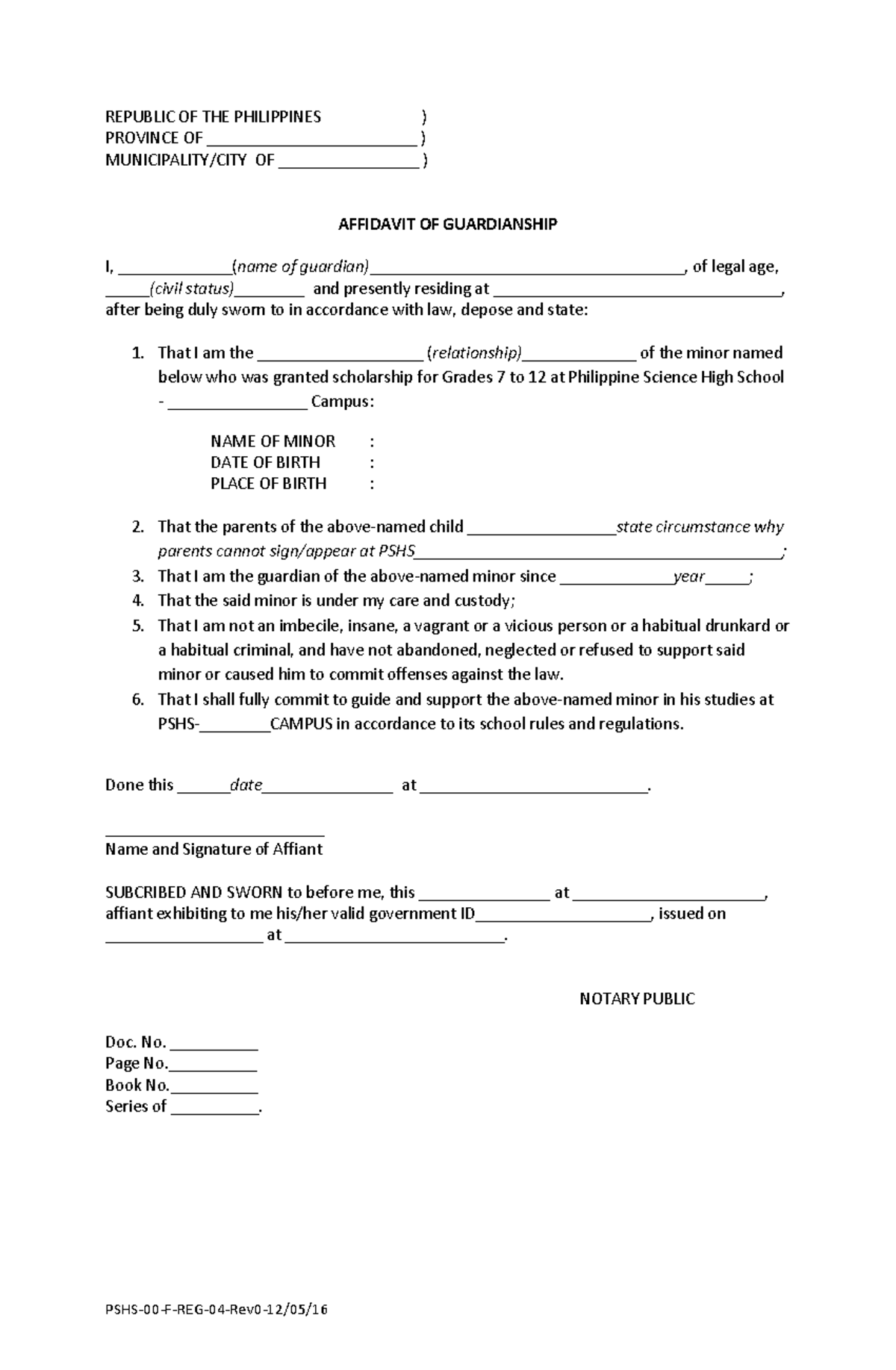 Certificate Of Legal Guardianship Food Chemistry University Of The 