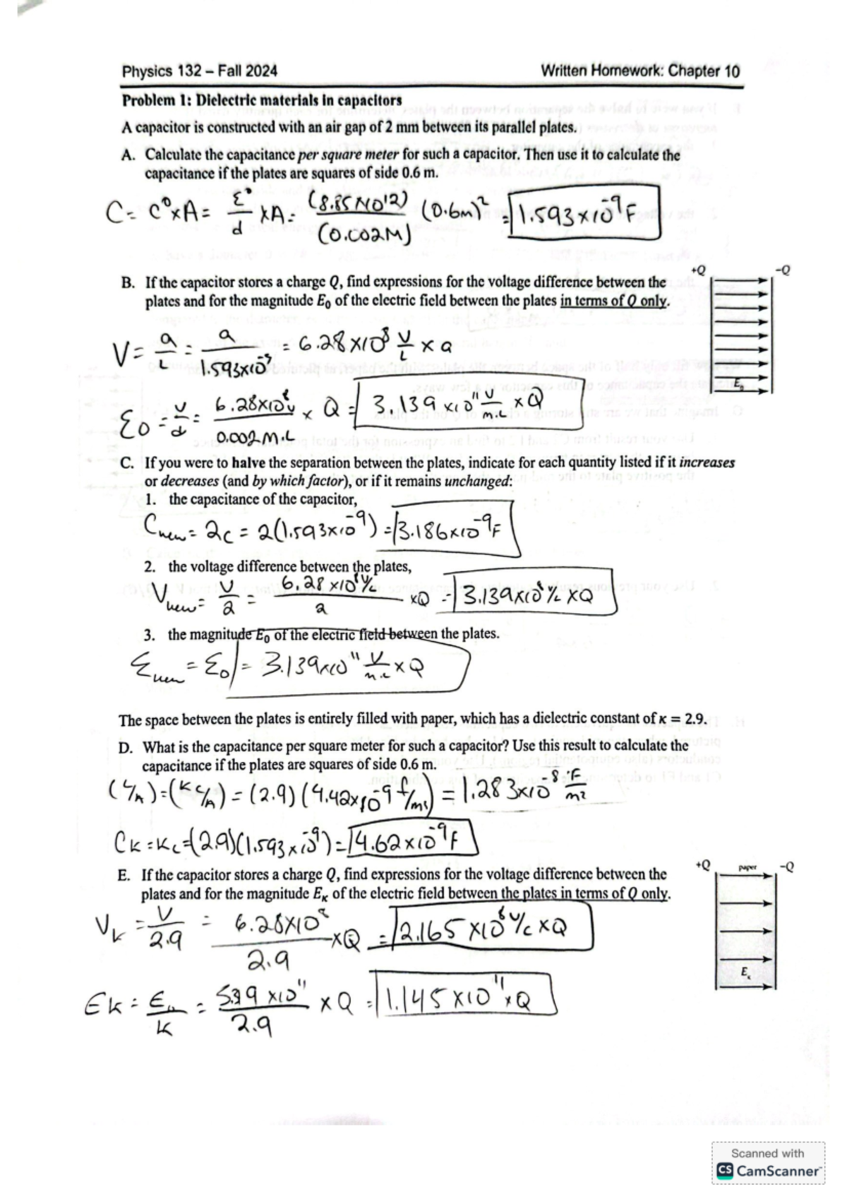 Phys hw ch 10 - hw 10 - Physics 132 Fall 2024 Written Homework: Chapter ...