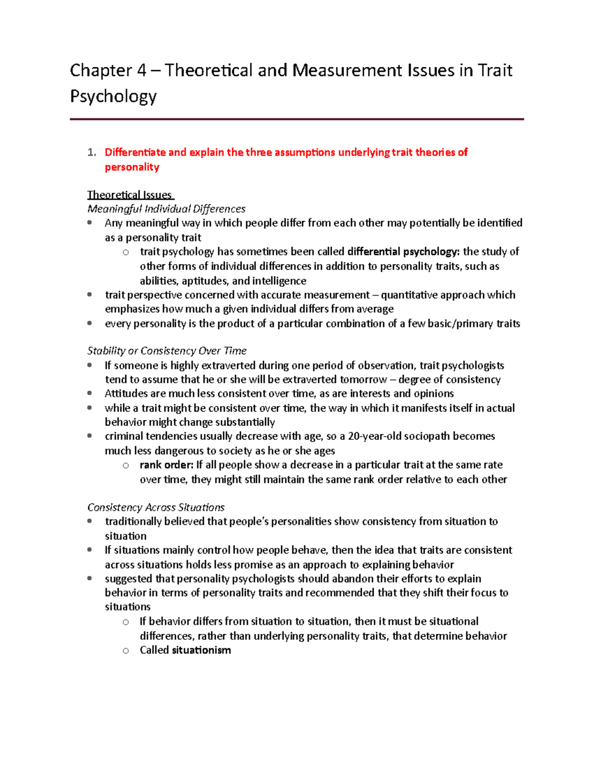Chapter 4 - Textbook Notes - Chapter 4 – Theoretical and Measurement ...