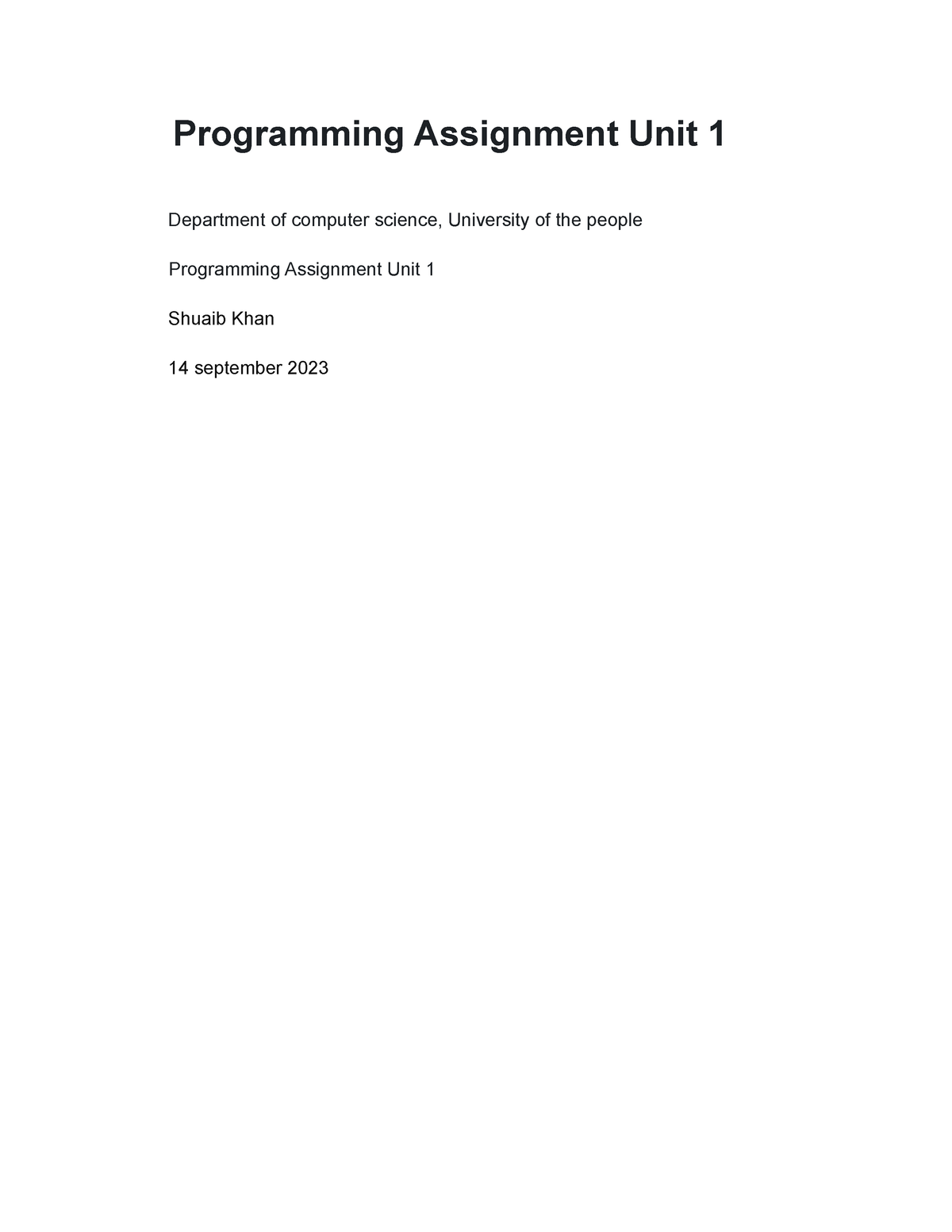 Programming Assignment Unit 1 - Programming Assignment Unit 1 ...