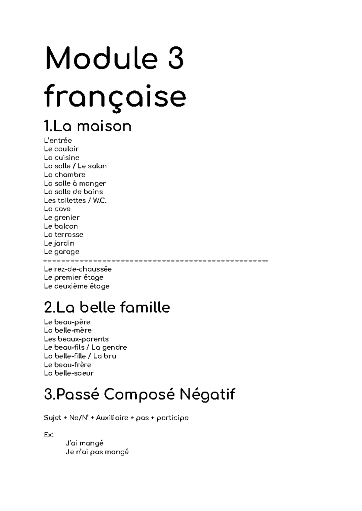 Module 3 française - Tema 3 - Module 3 française 1 maison L’entrée Le ...