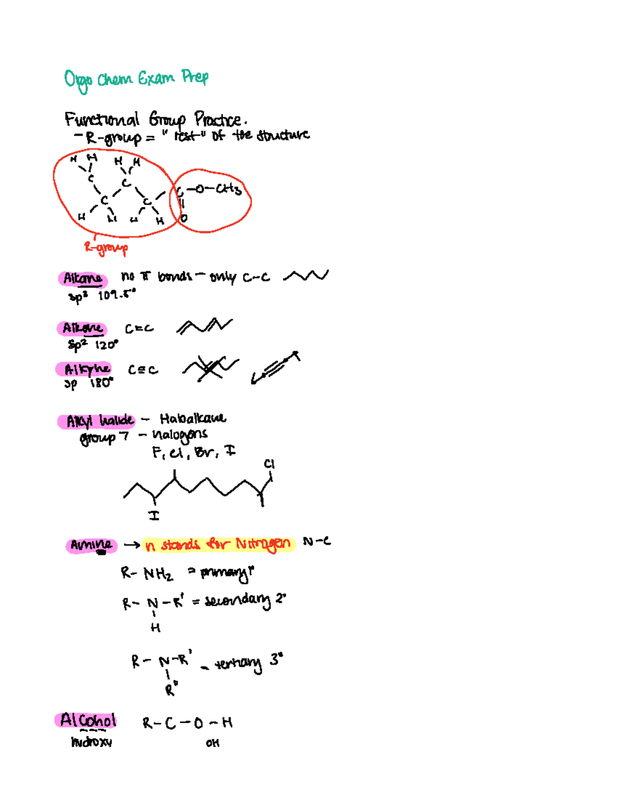 Orgo final exam OrgoChemExamPrep Functional Group Practice R group