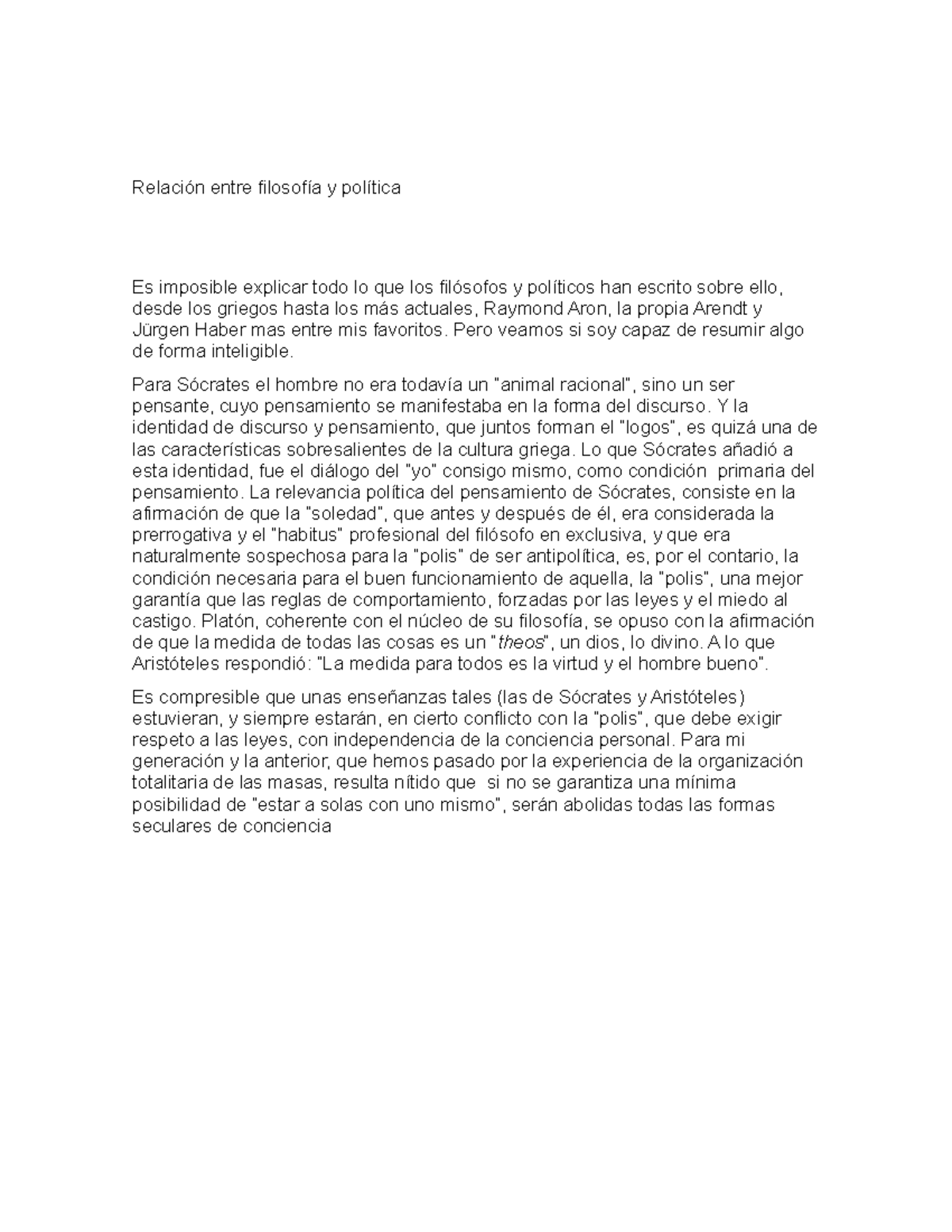 Relación Entre Filosofía Y Política - Entre Y Es Imposible Explicar 