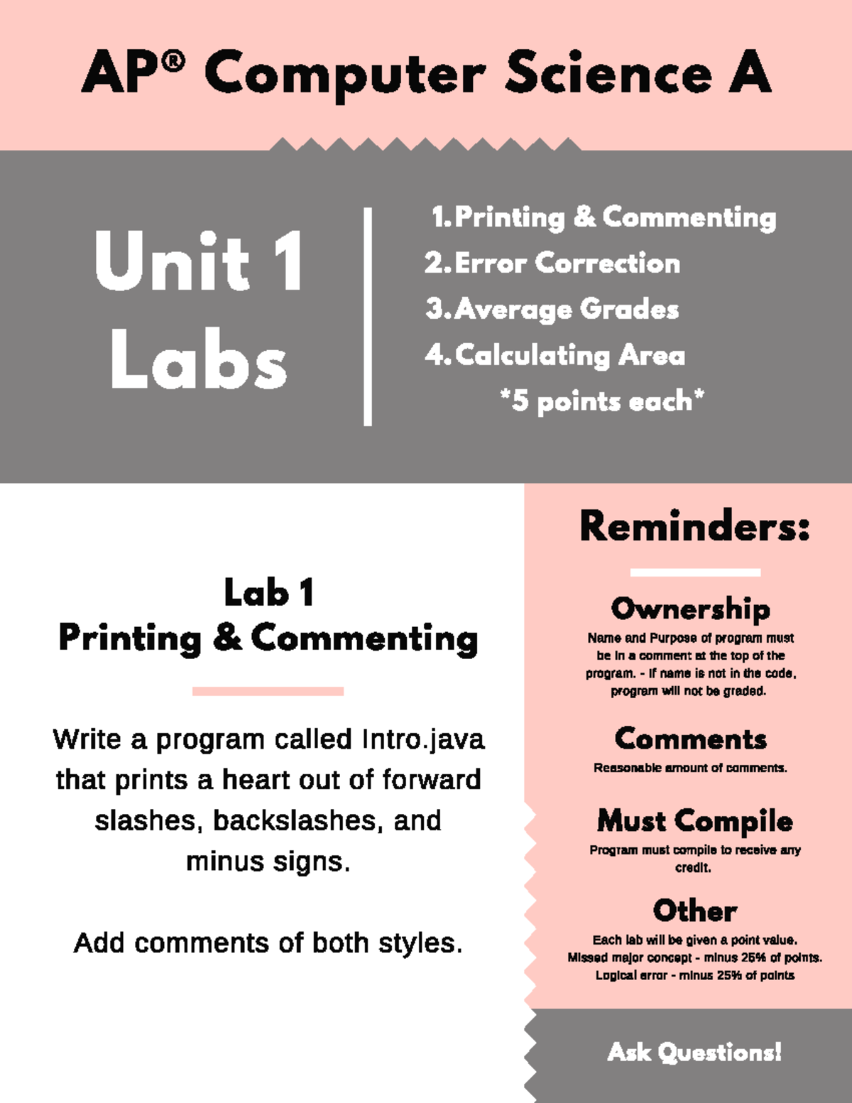 Intro to Java labs - c5rtr - Studocu