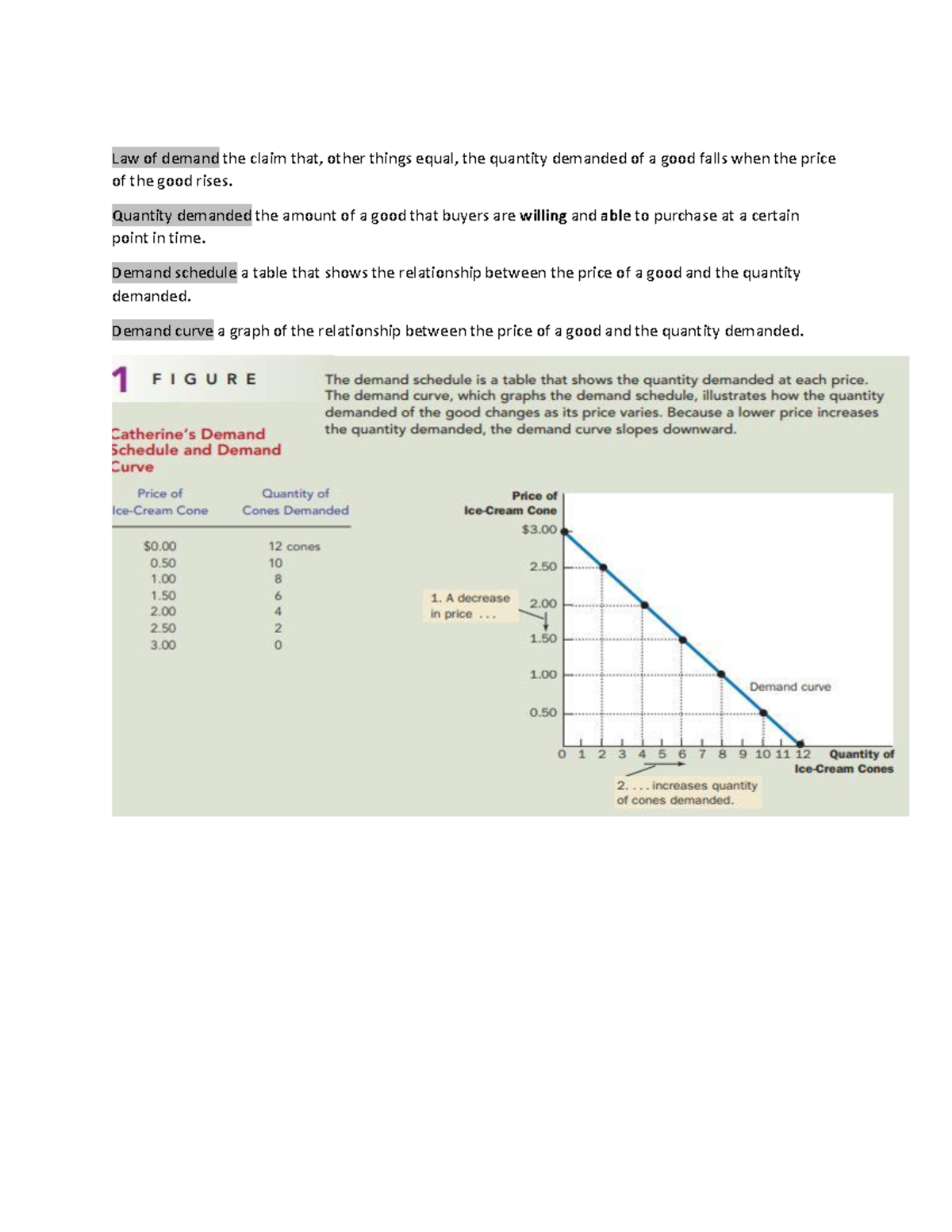 Demand and Supply - Lecture notes 1 - Law of demand the claim that ...