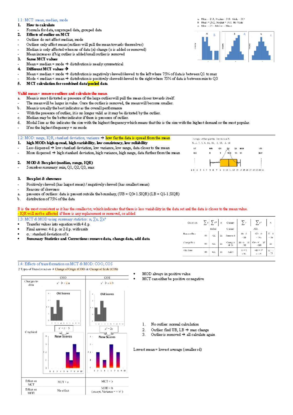 PMTH003 - C1 - useful - 1: MCT: mean, median, mode How to calculate ...