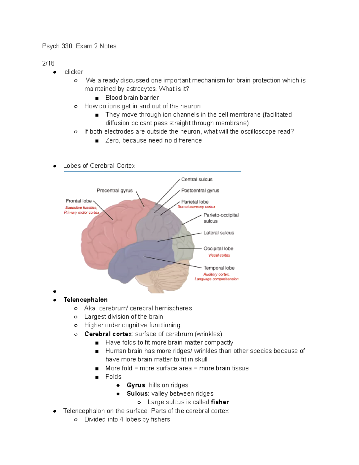 Psych 330 Exam 2 Notes - Psych 330: Exam 2 Notes 2/ Iclicker We Already ...