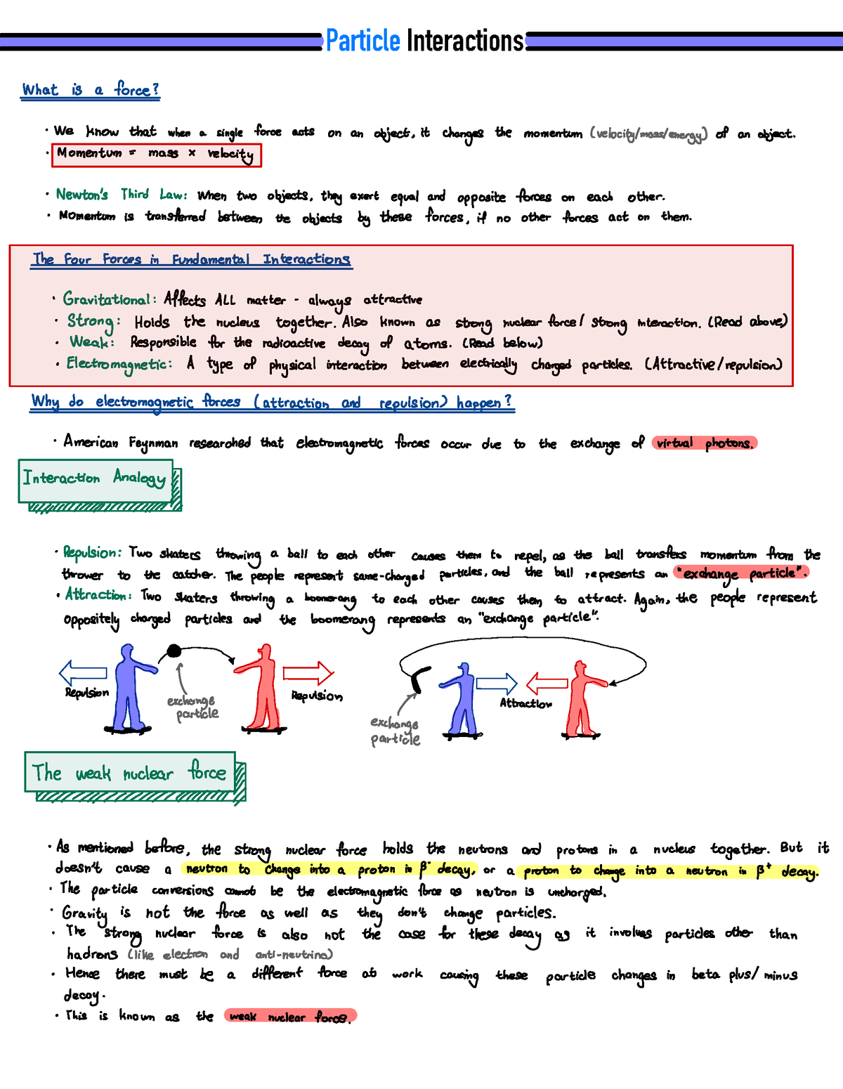 Particle Interactions Notes - Particle Interactions What Is A Force ...