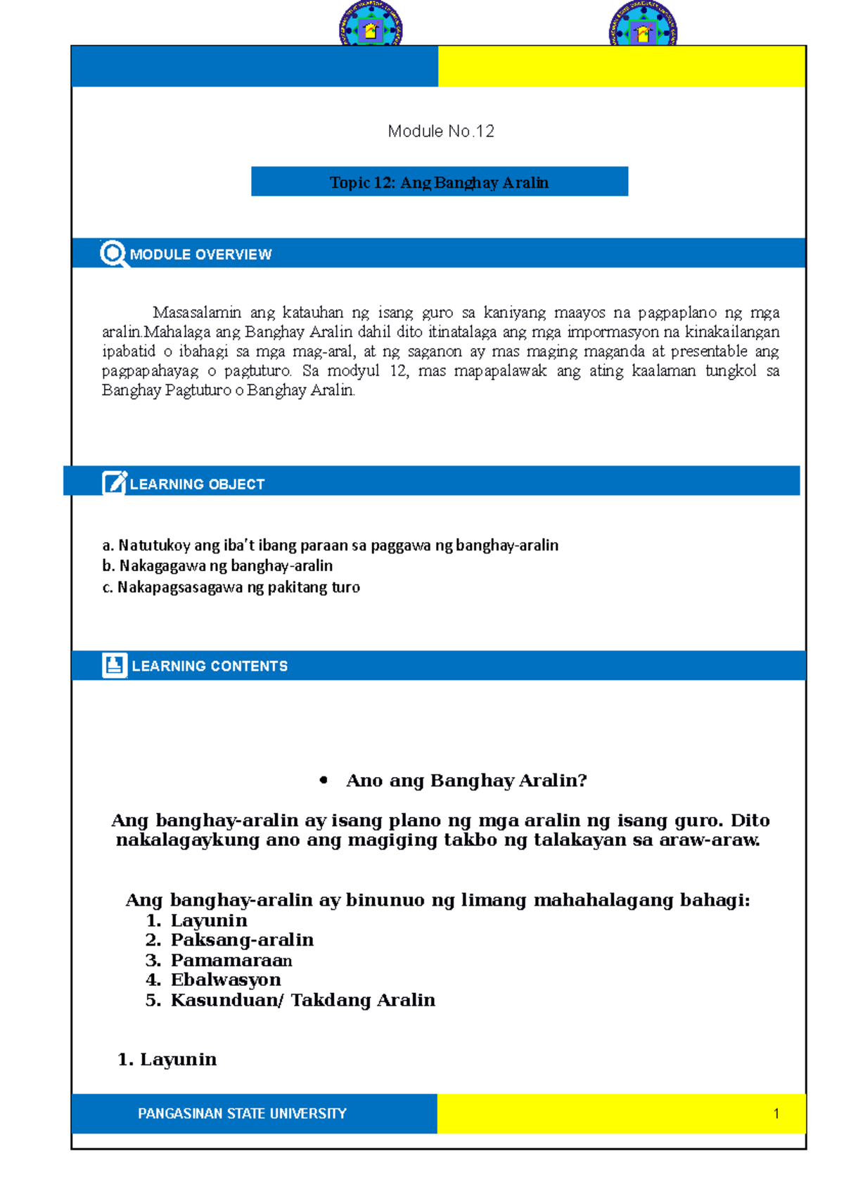 SG12 Fil. 103 - Module For Learners In Fil 103 - Module No. MODULE ...