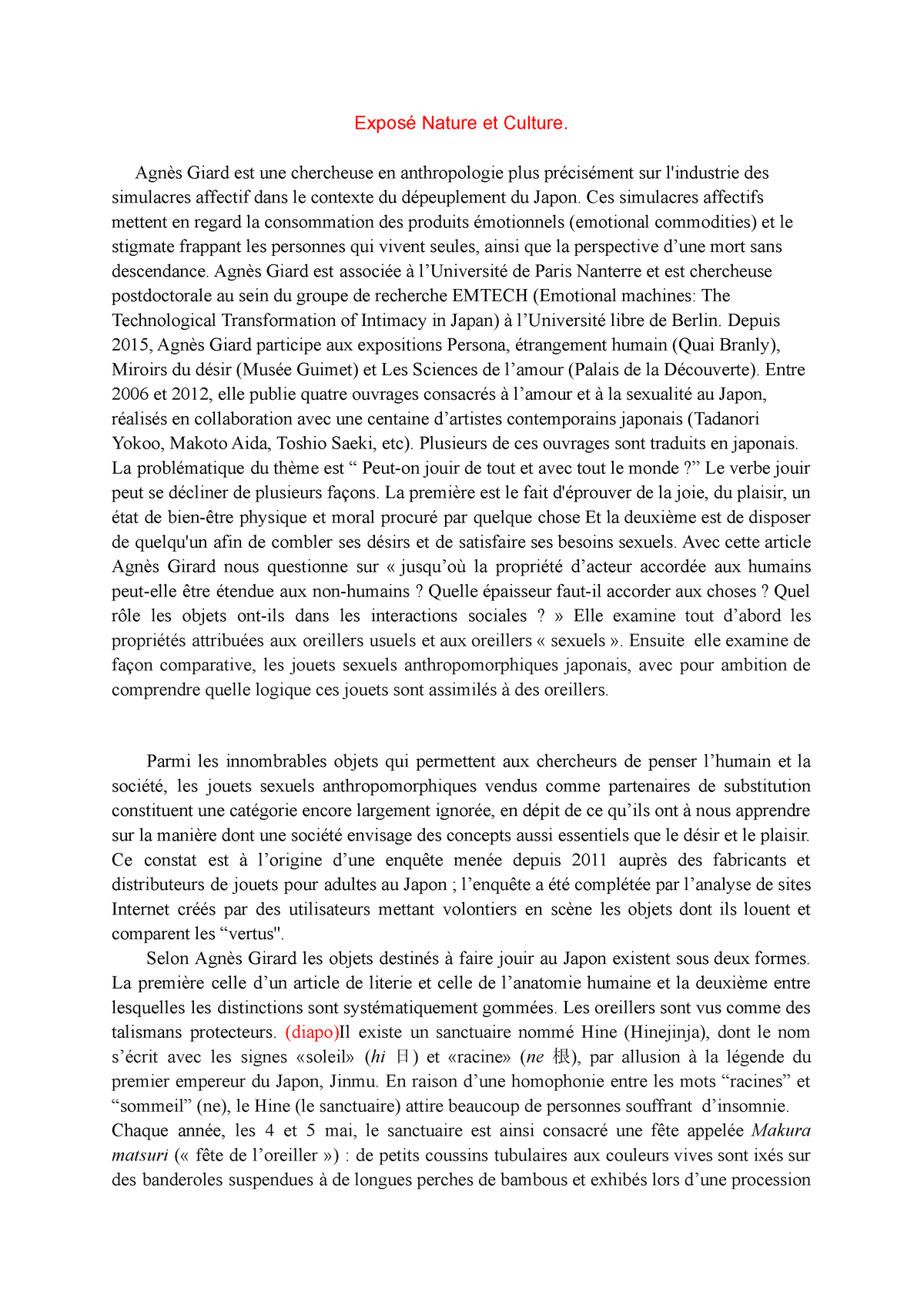 dissertation nature et culture introduction