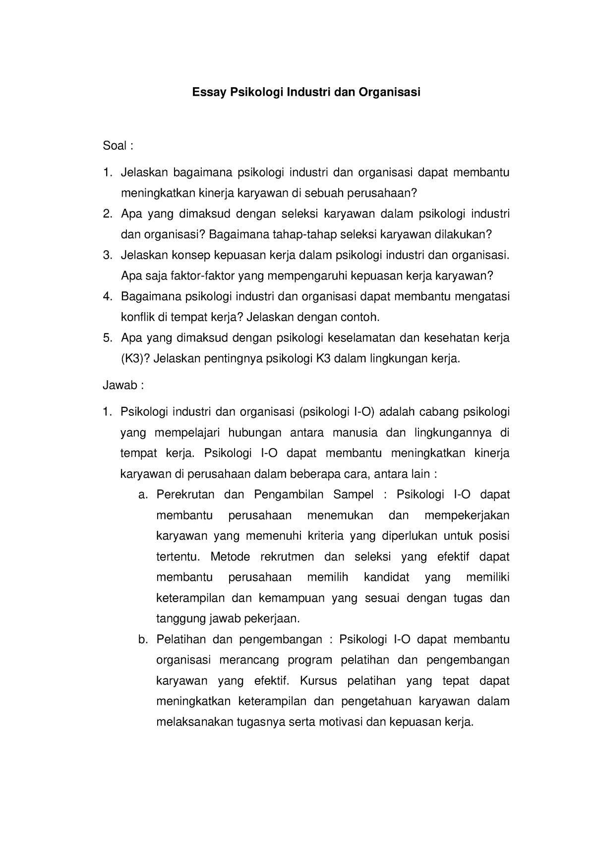 contoh soal psikologi pendidikan essay