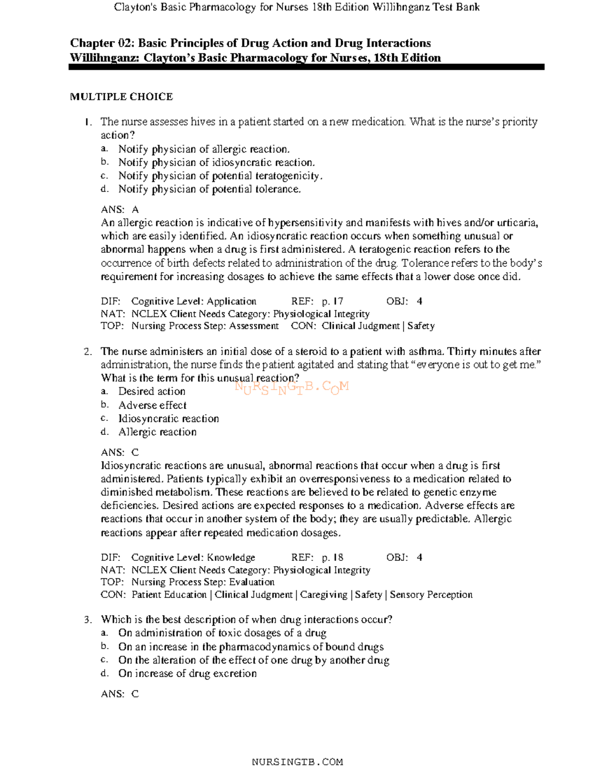 Ch 2 Basic Principles of Drug Action and Drug Interactions - NURSINGTB ...