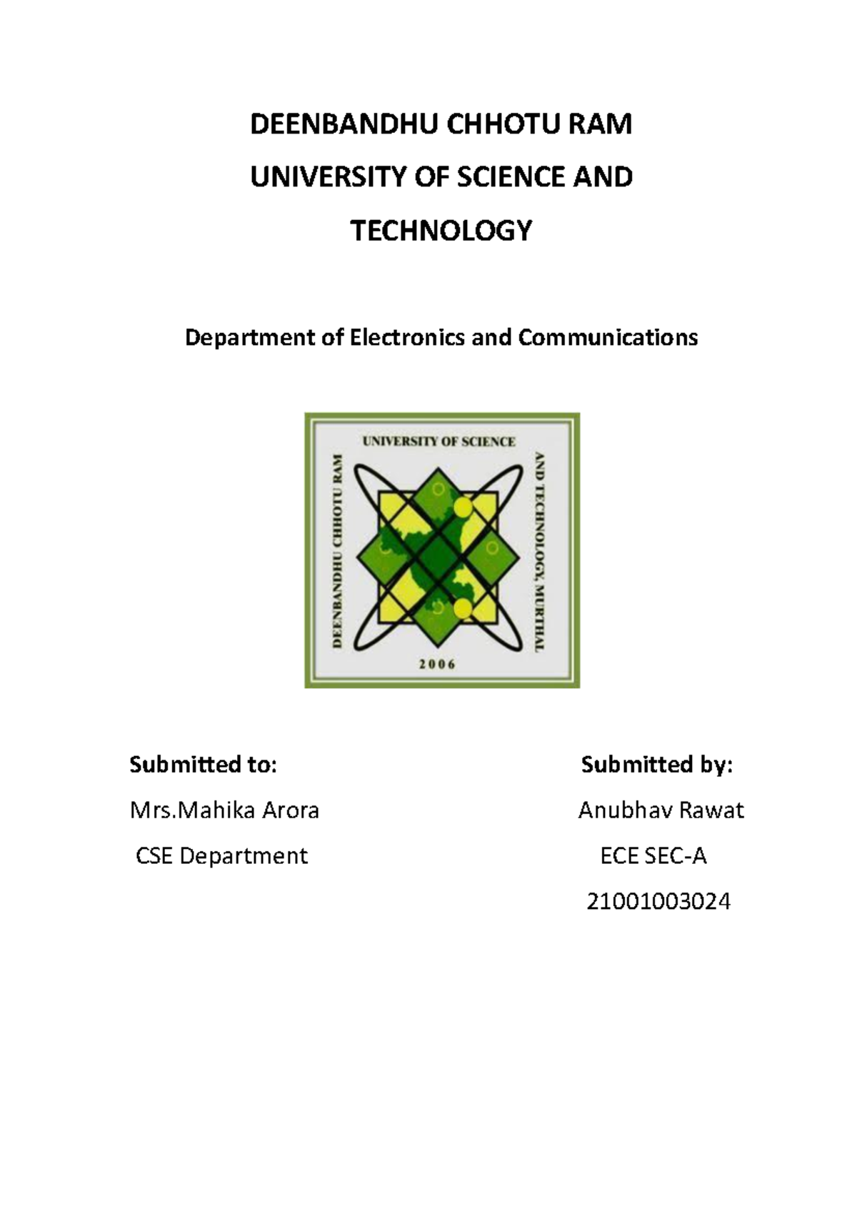 Pps file ece 1st year - DEENBANDHU CHHOTU RAM UNIVERSITY OF SCIENCE AND ...