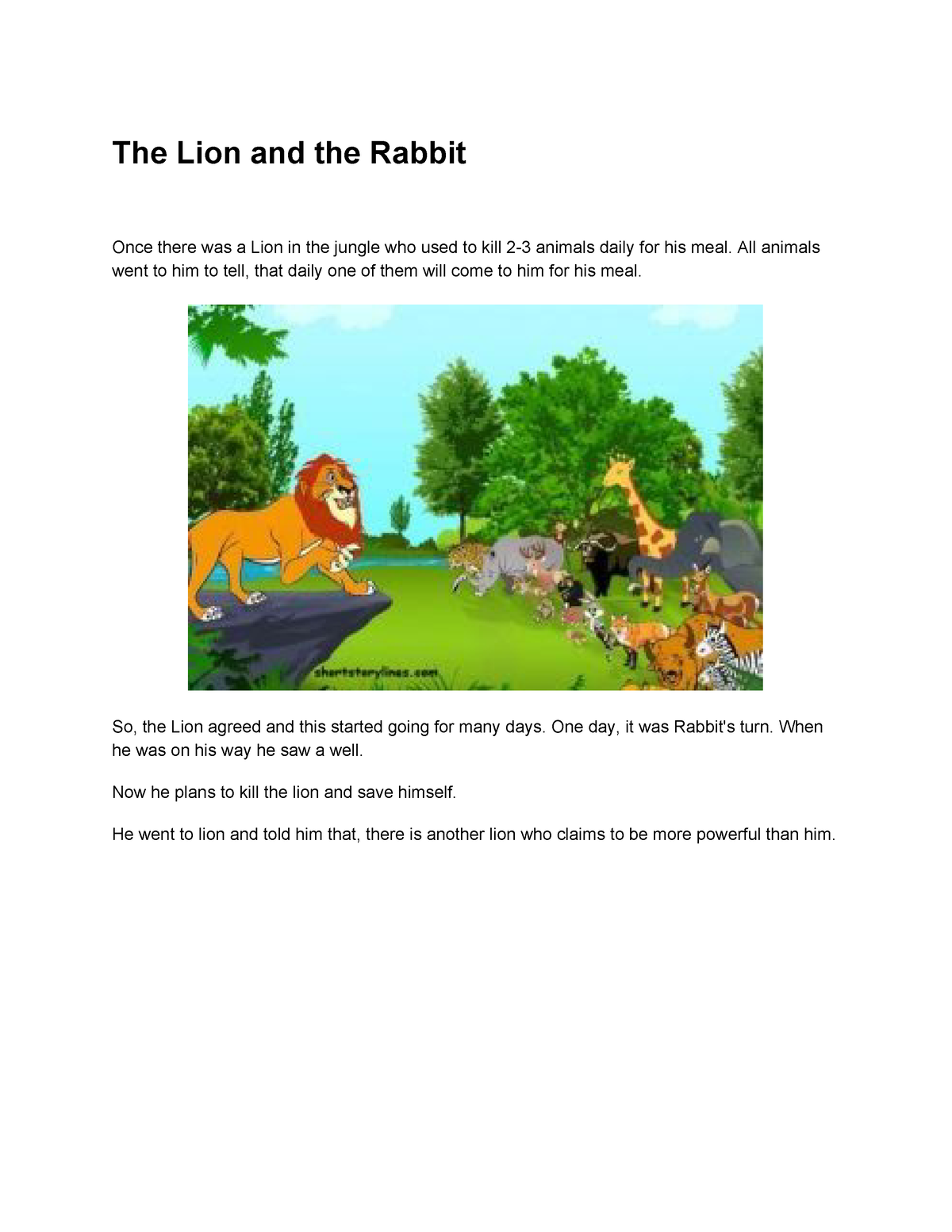 an essay about the lion and the rabbit