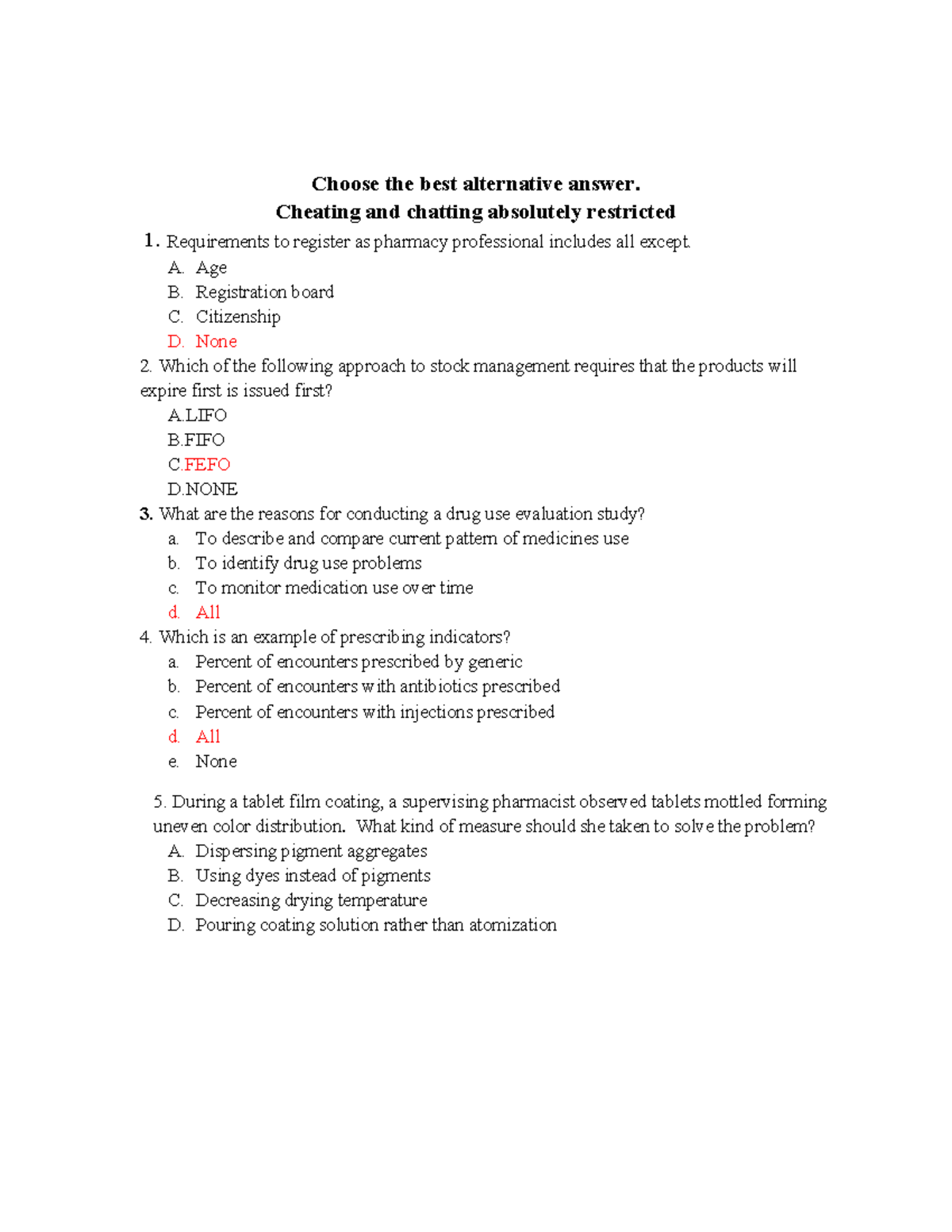 MCQ with Answers - This is it - Choose the best alternative answer ...