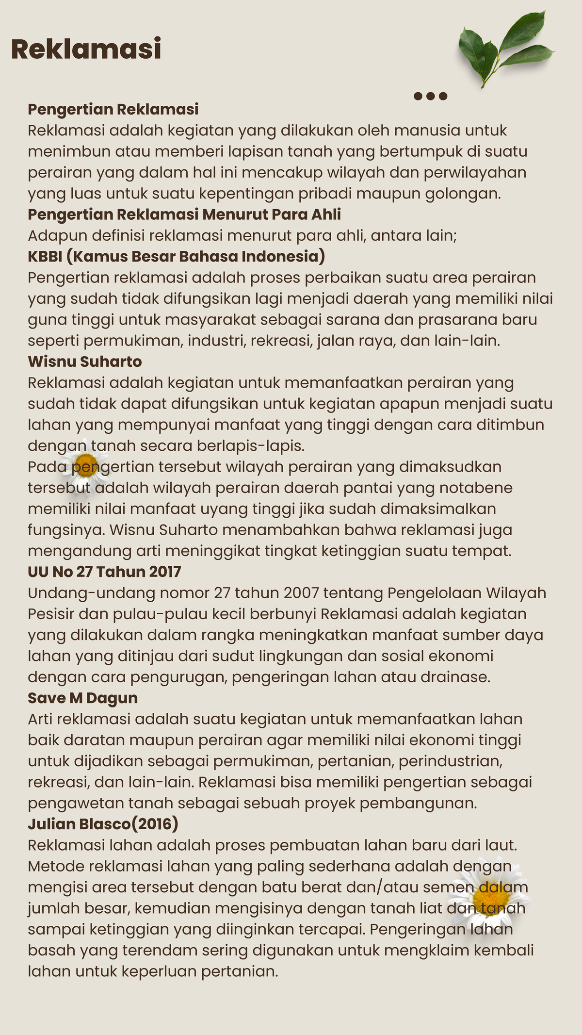 5. pengertian reklamasi - Pengertian Reklamasi Reklamasi adalah ...