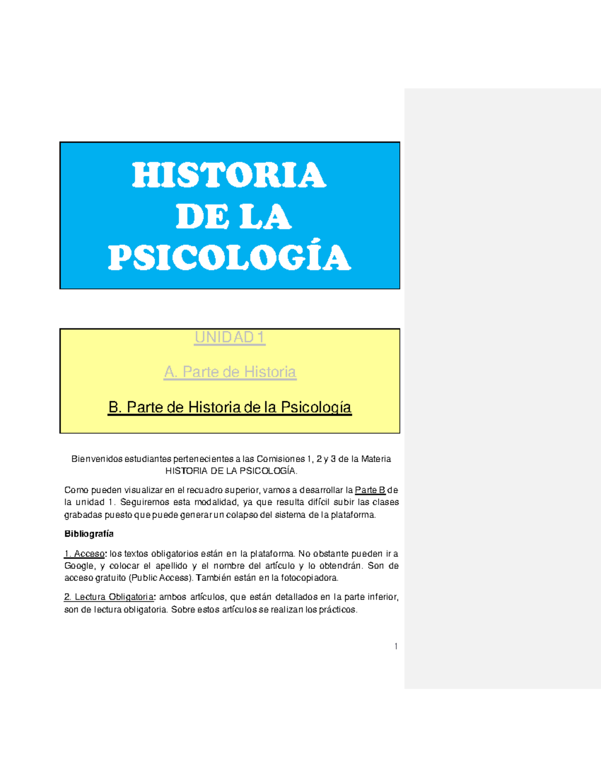 Unidad.1.B. Historia.DE - HISTORIA DE LA PSICOLOGÍA UNIDAD 1 A. Parte ...