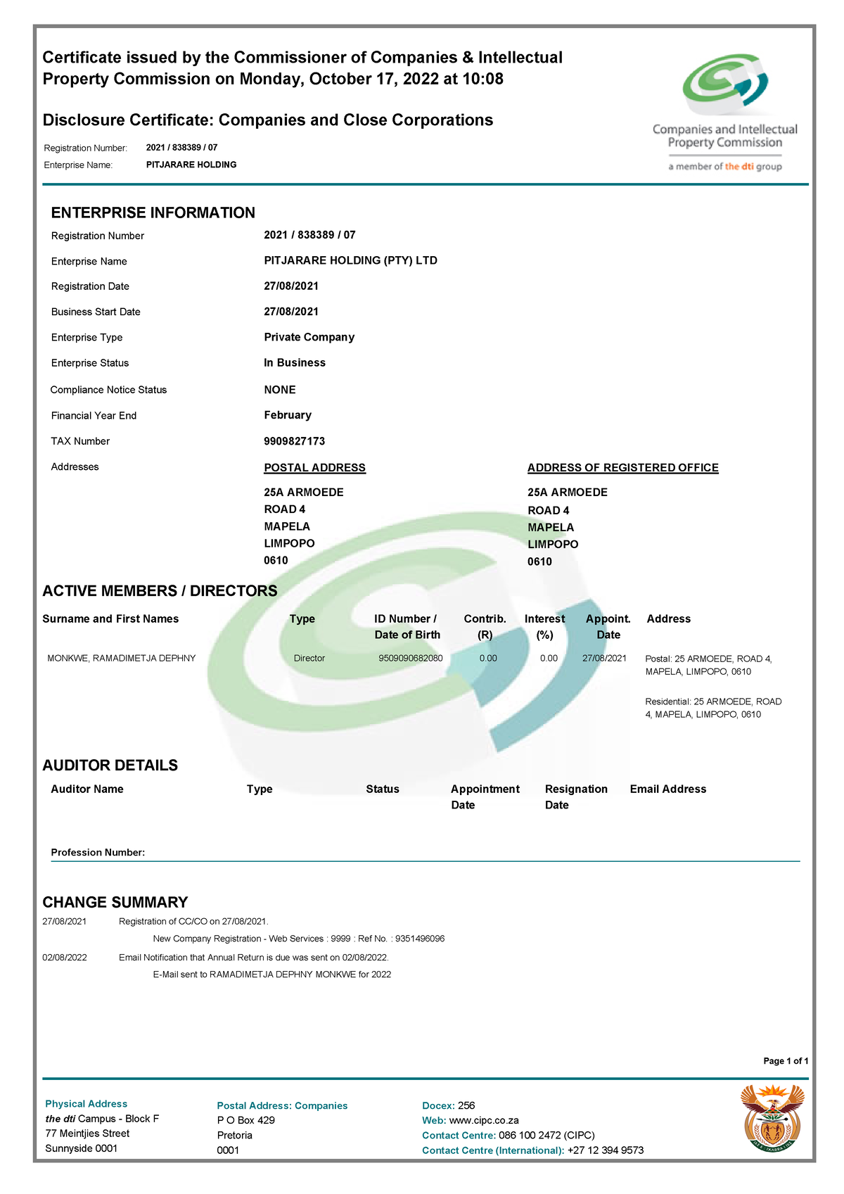 disclosr-assisting-certificate-issued-by-the-commissioner-of