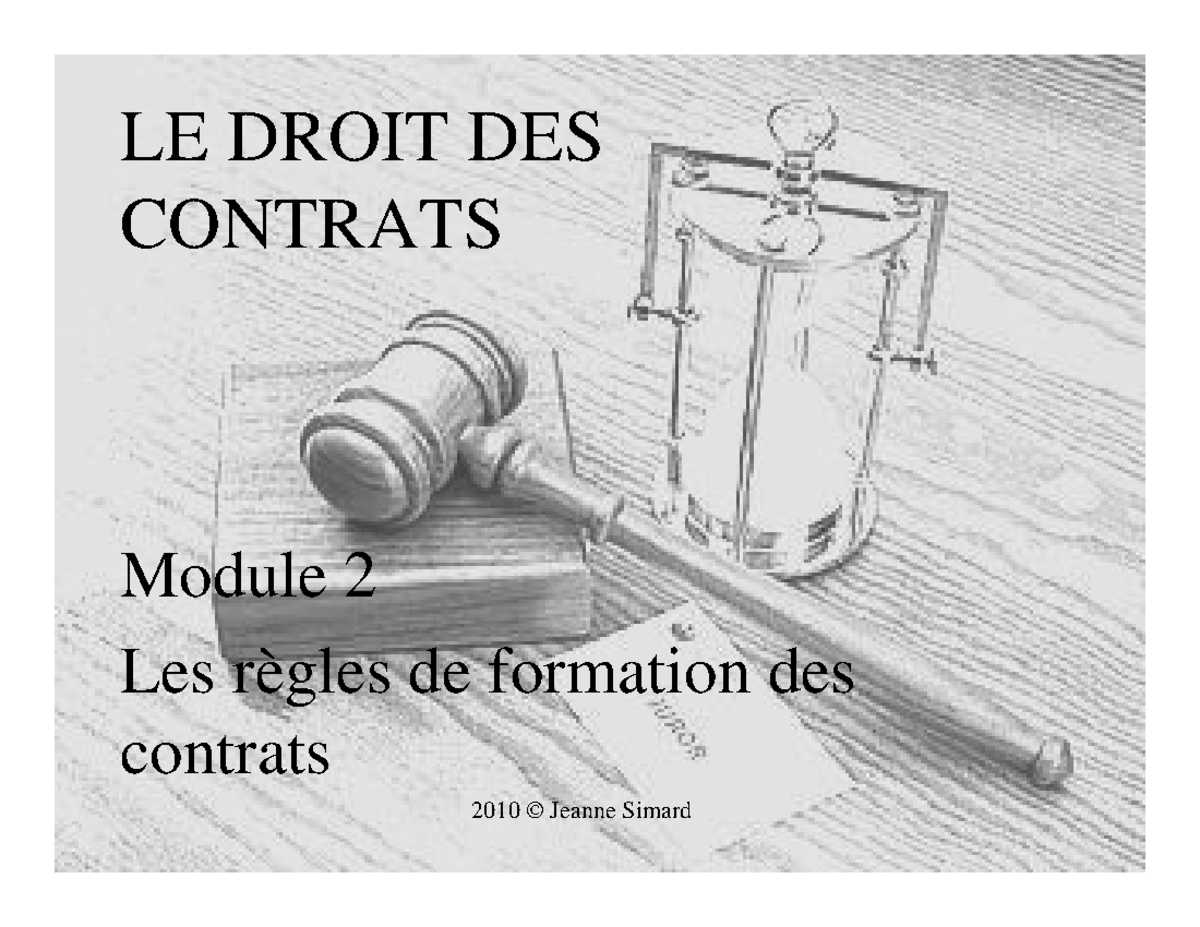 Formation Des Contrats (40pages) - LE DROIT DESLE DROIT ...