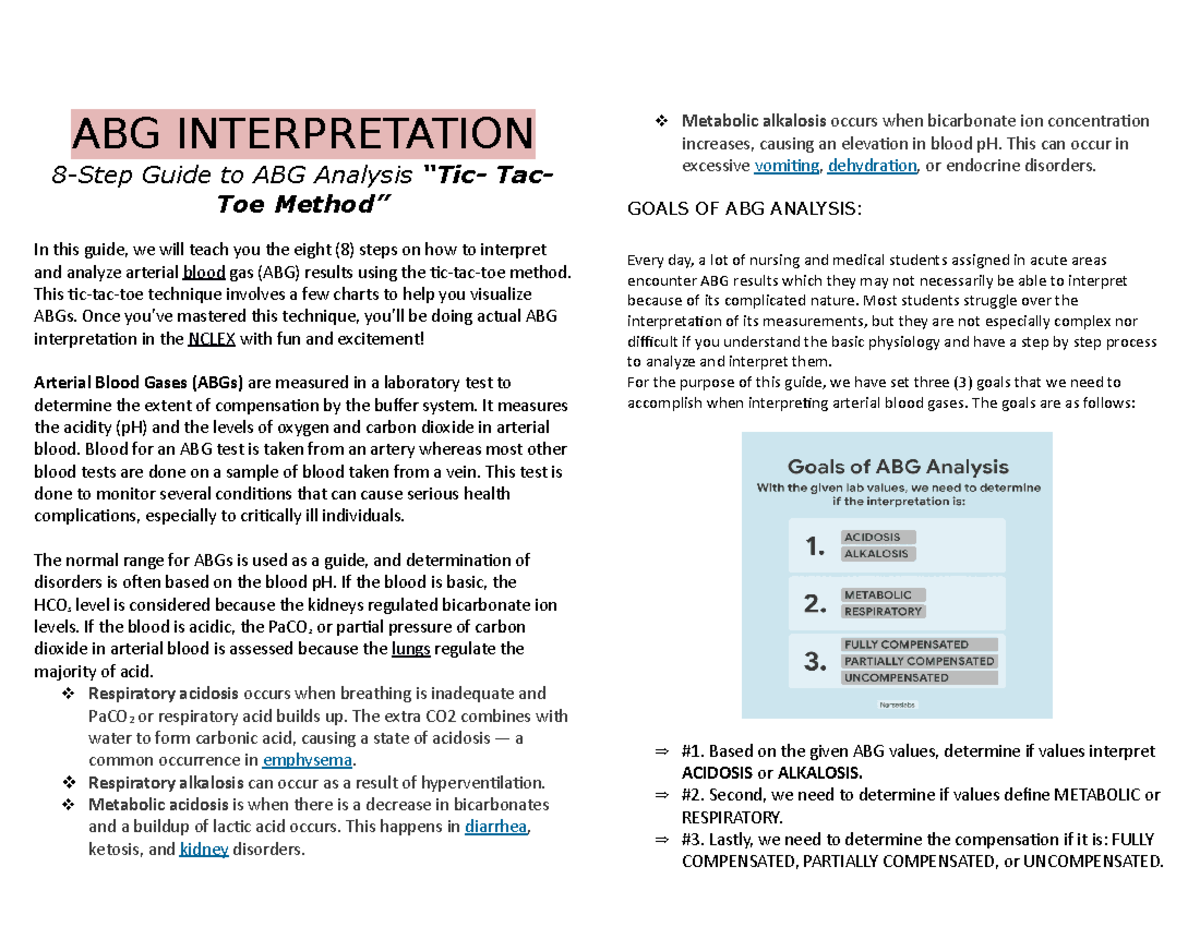 Avant Abg Interpretation Abg Interpretation 8 Step Guide To Abg Analysis “tic Tac Toe Method 7672