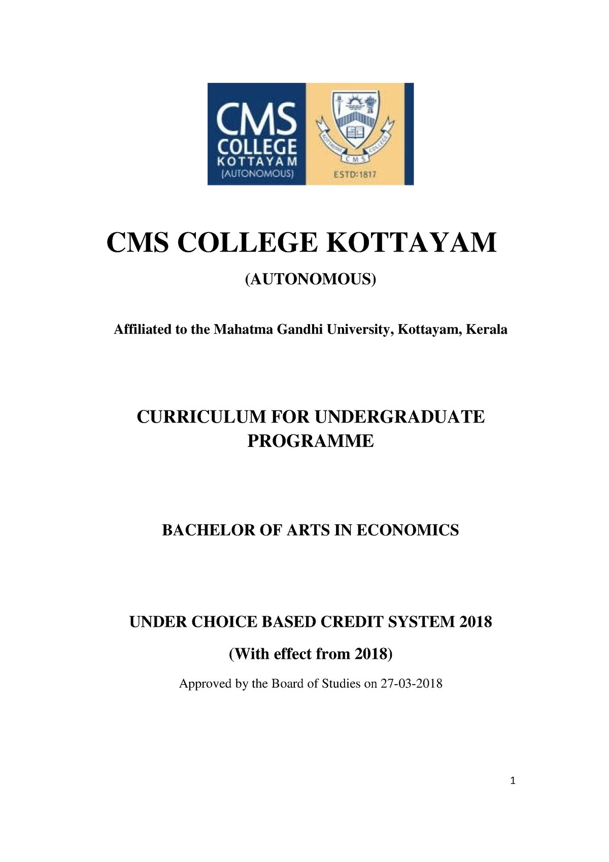 B-A-Economics - Simple Note - CMS COLLEGE KOTTAYAM (AUTONOMOUS ...