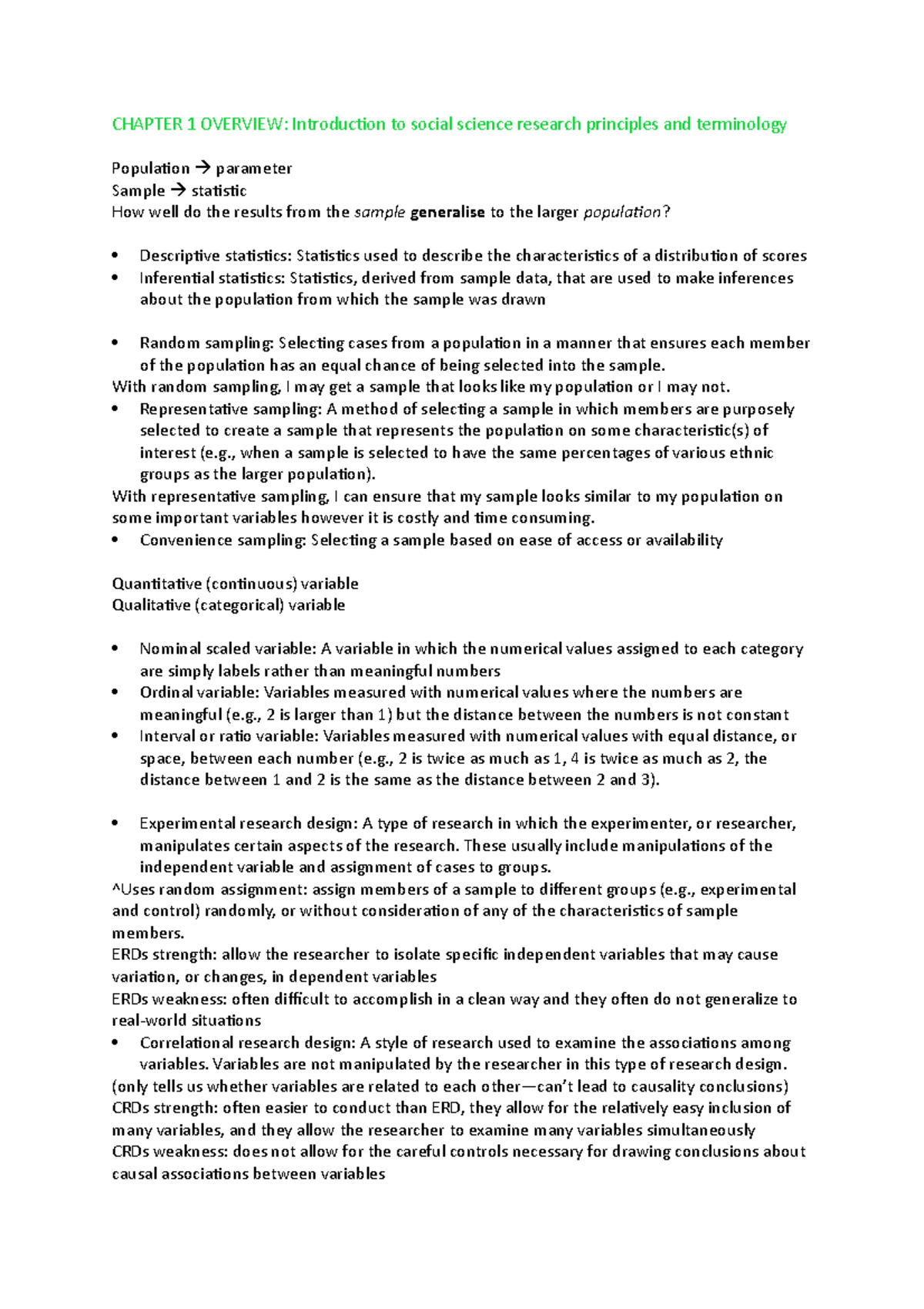 2203 chap notes - CHAPTER 1 OVERVIEW: Introduction to social science ...