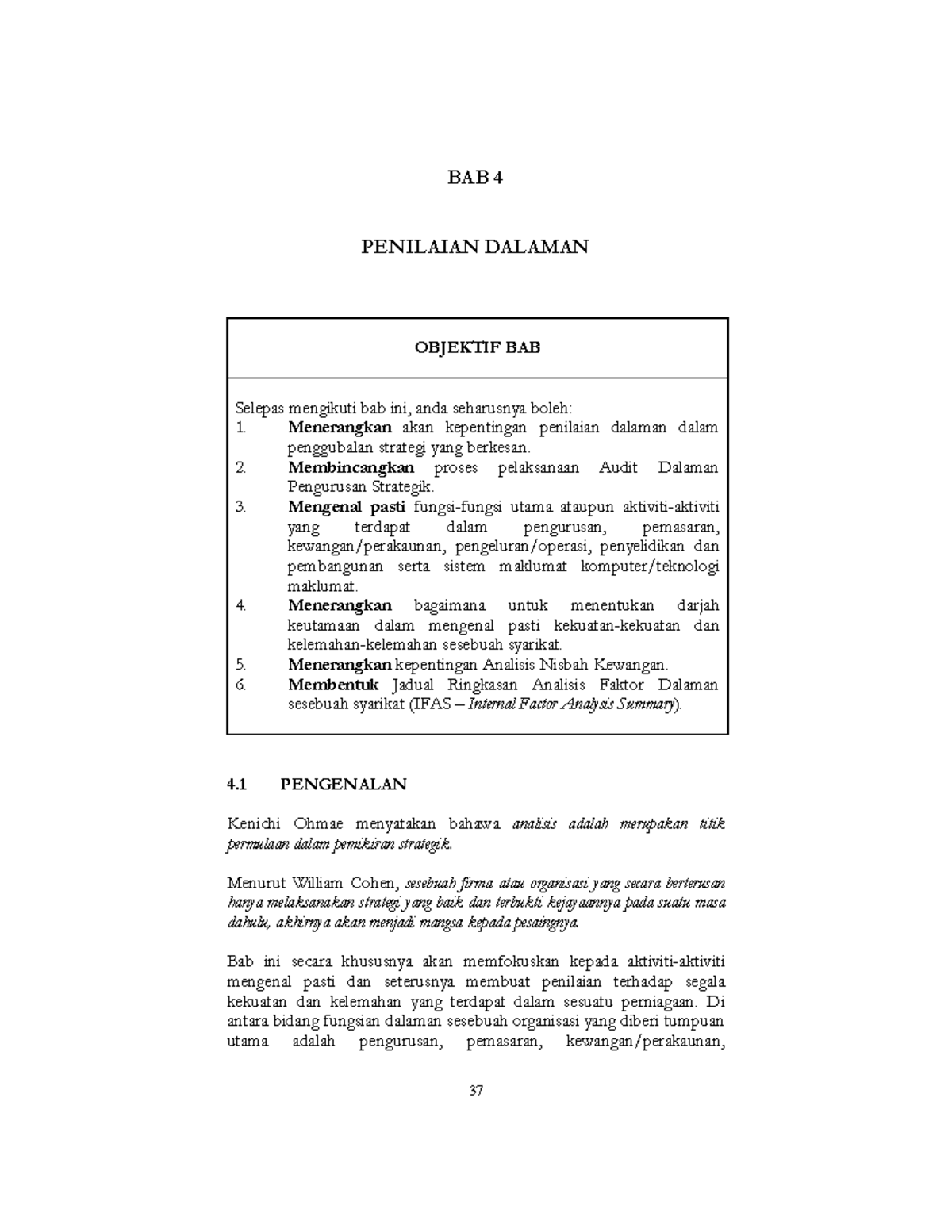 BAB 4 - MODULE NOTES - BAB 4 PENILAIAN DALAMAN OBJEKTIF BAB Selepas ...