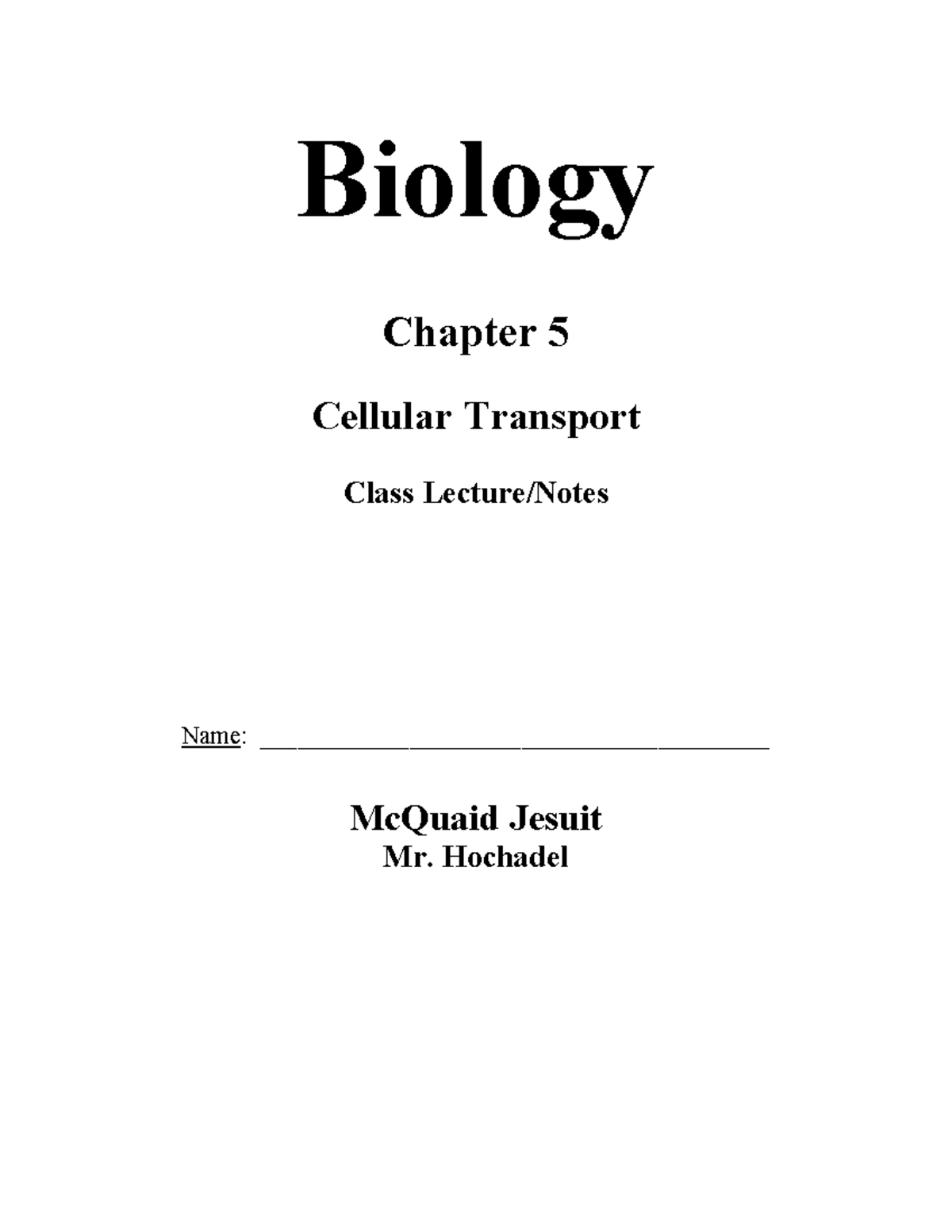 Biology Chapter 5 Notes 2020 - ####### Biology Chapter 5 Cellular ...