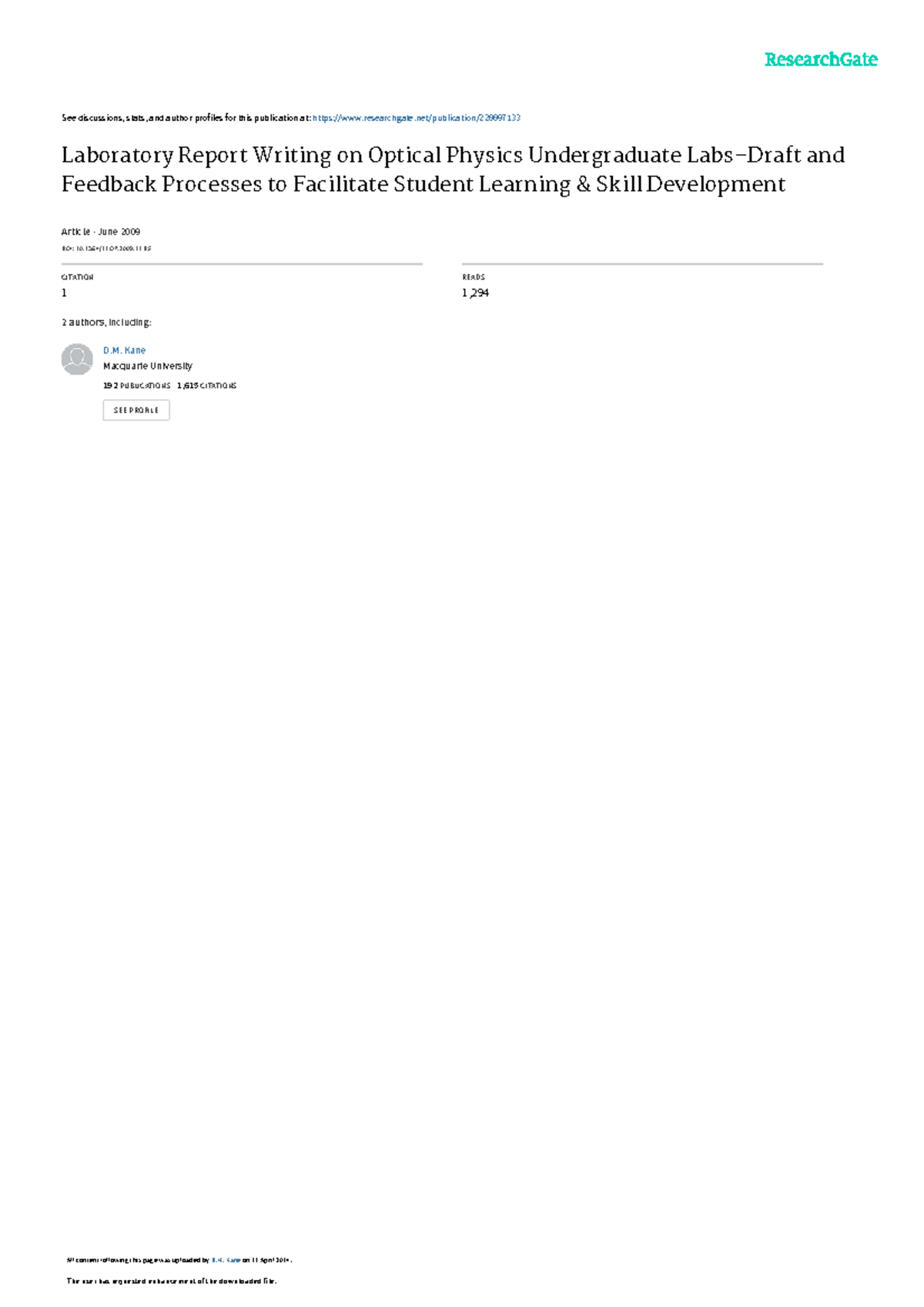 Laboratory Report Writing on Optical Physics Under - See discussions ...