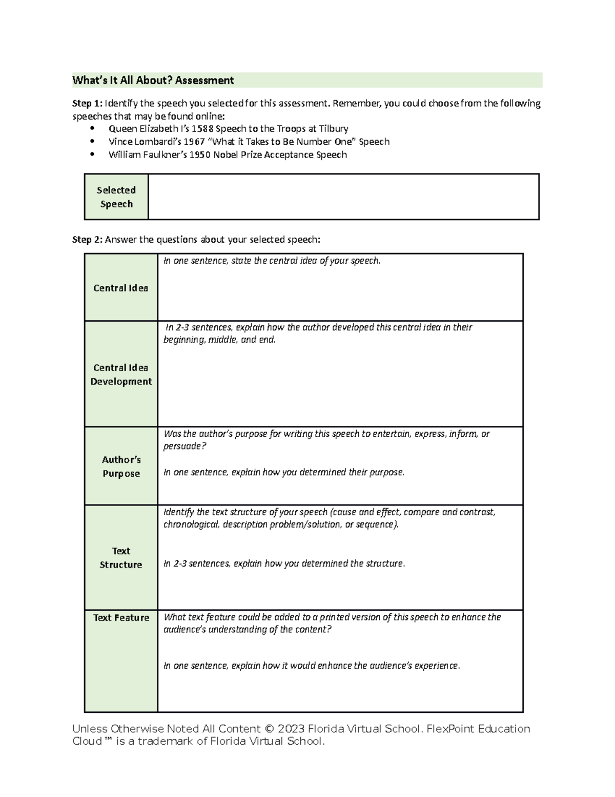 Whats it all about assessment - What’s It All About? Assessment Step 1 ...