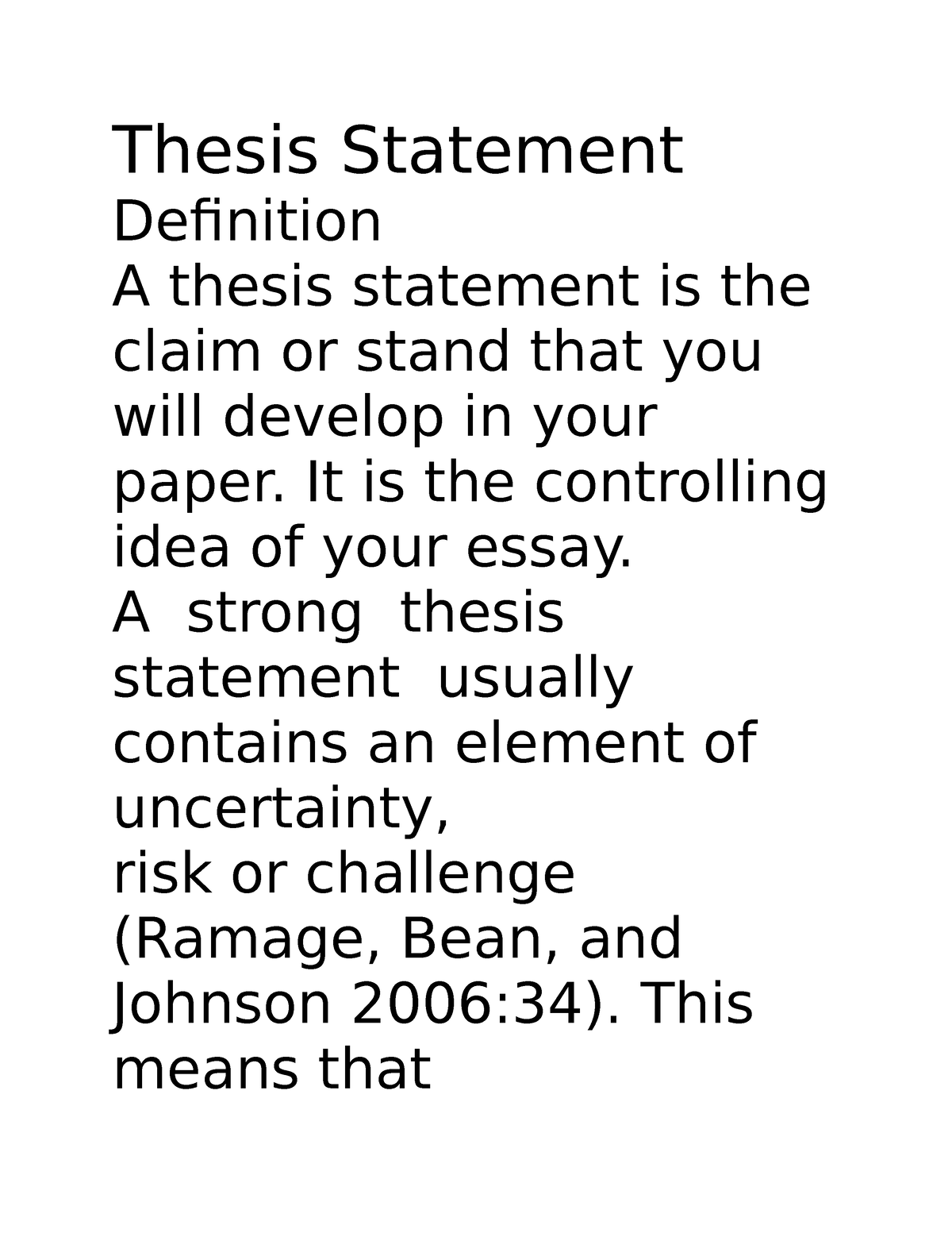 define thesis statement