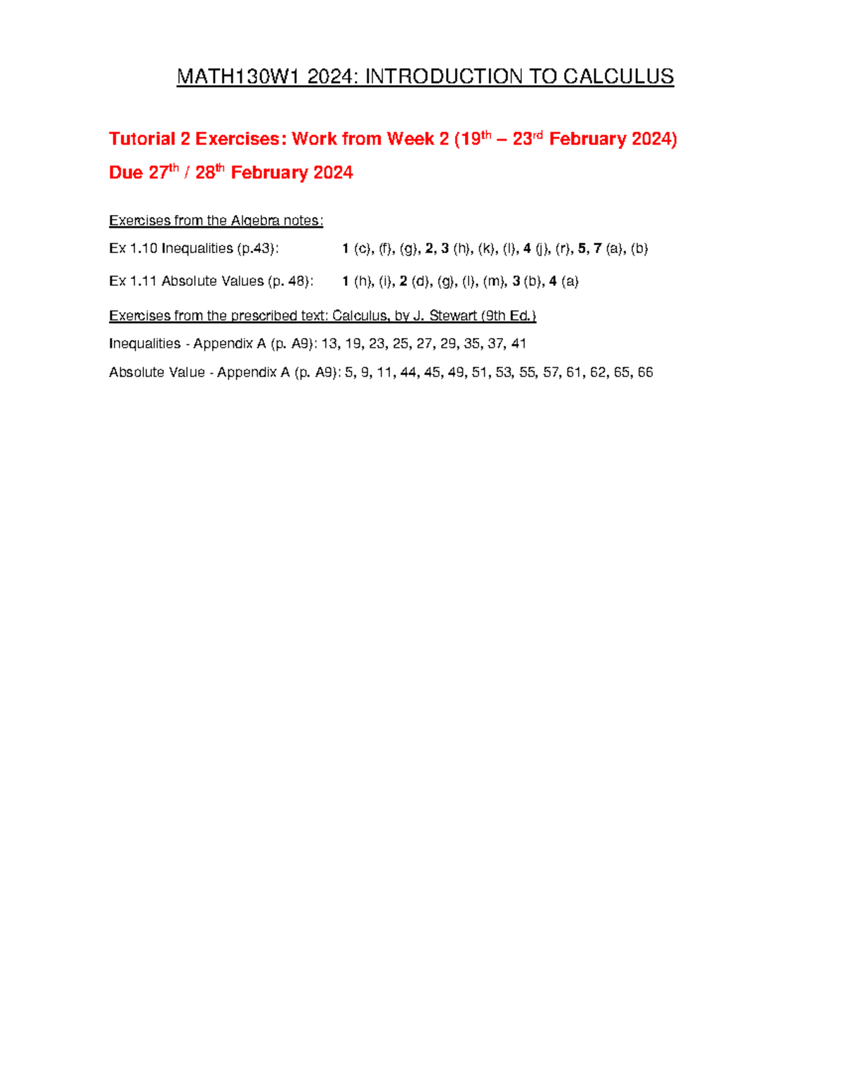 MATH130 W1 2024 Tutorial 2 with App A exercises - MATH130W1 2024 ...