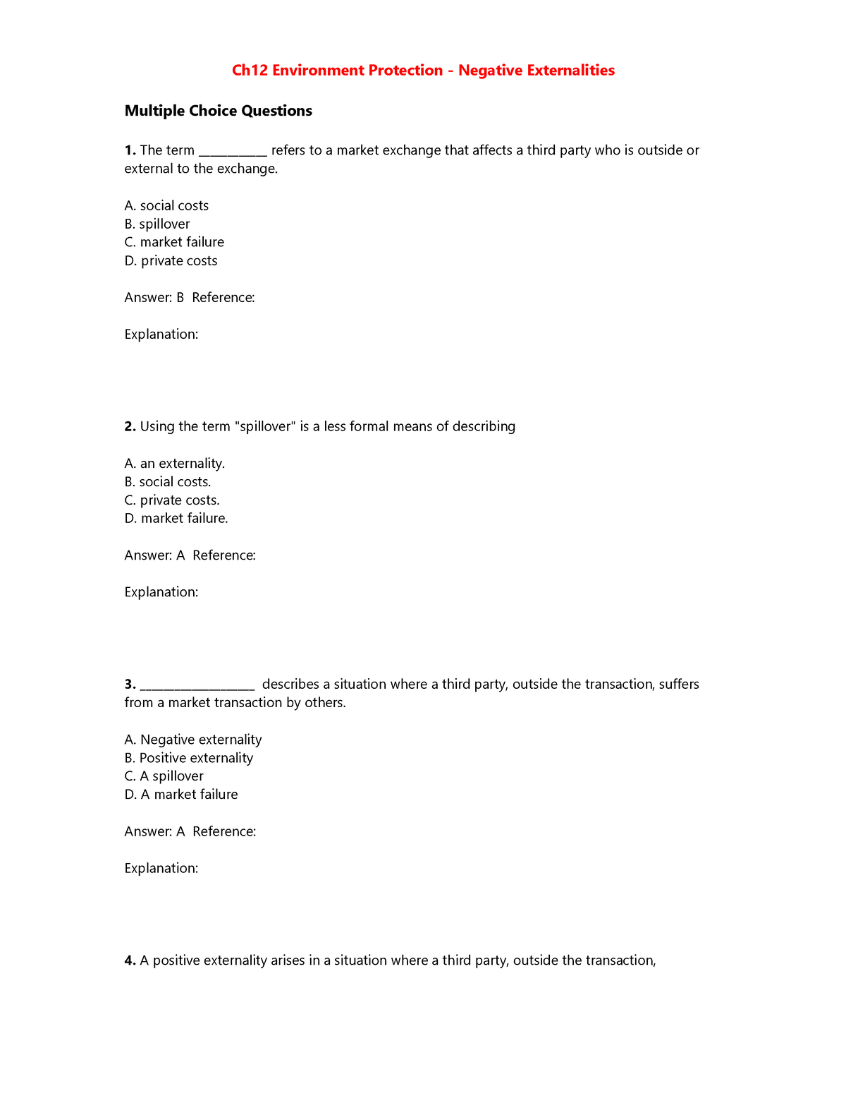 Ch12 Environment Protection - Negative Externalities - A. Social Costs ...