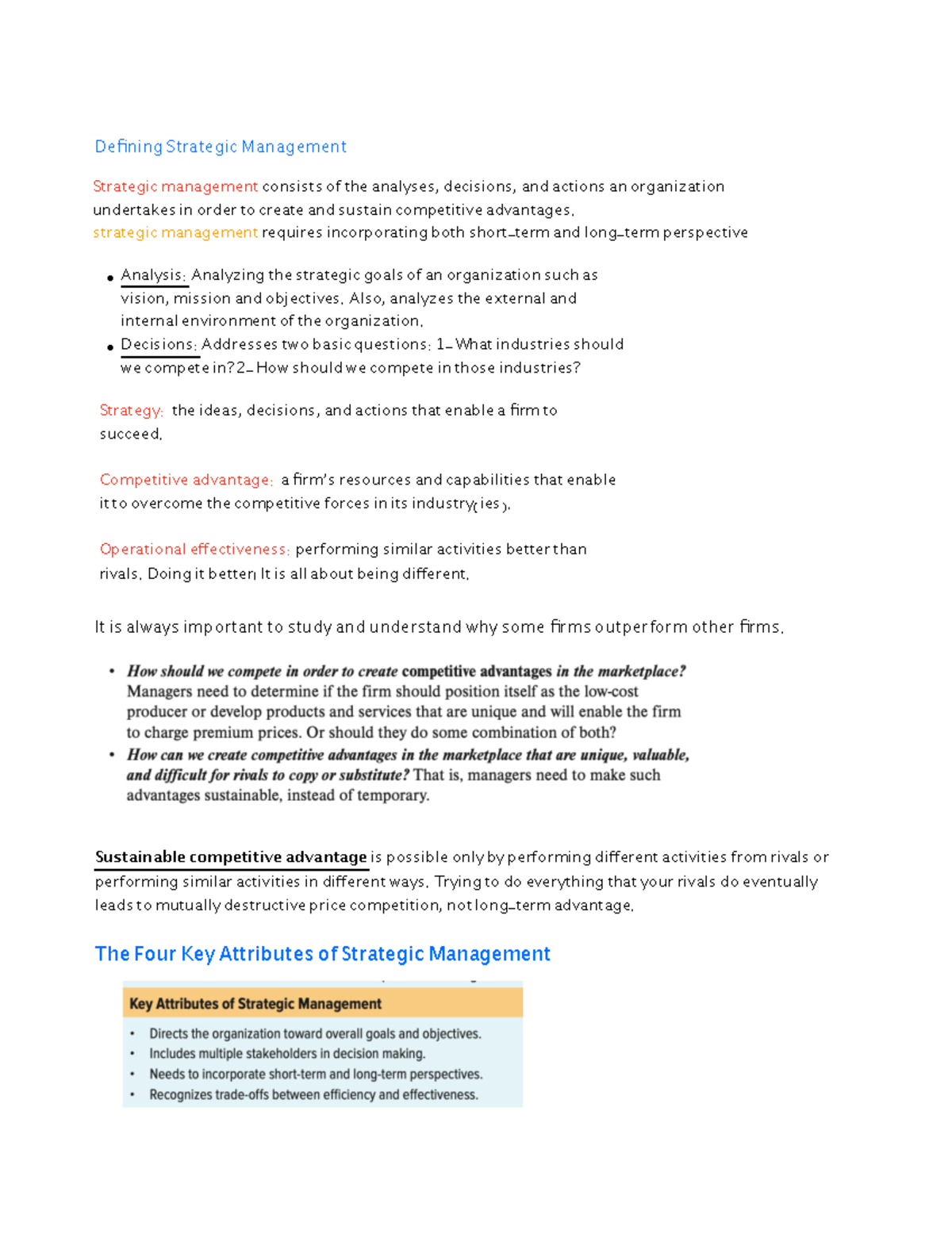 BPL BOOK Chapter #1 - Defining Strategic Management It is always ...