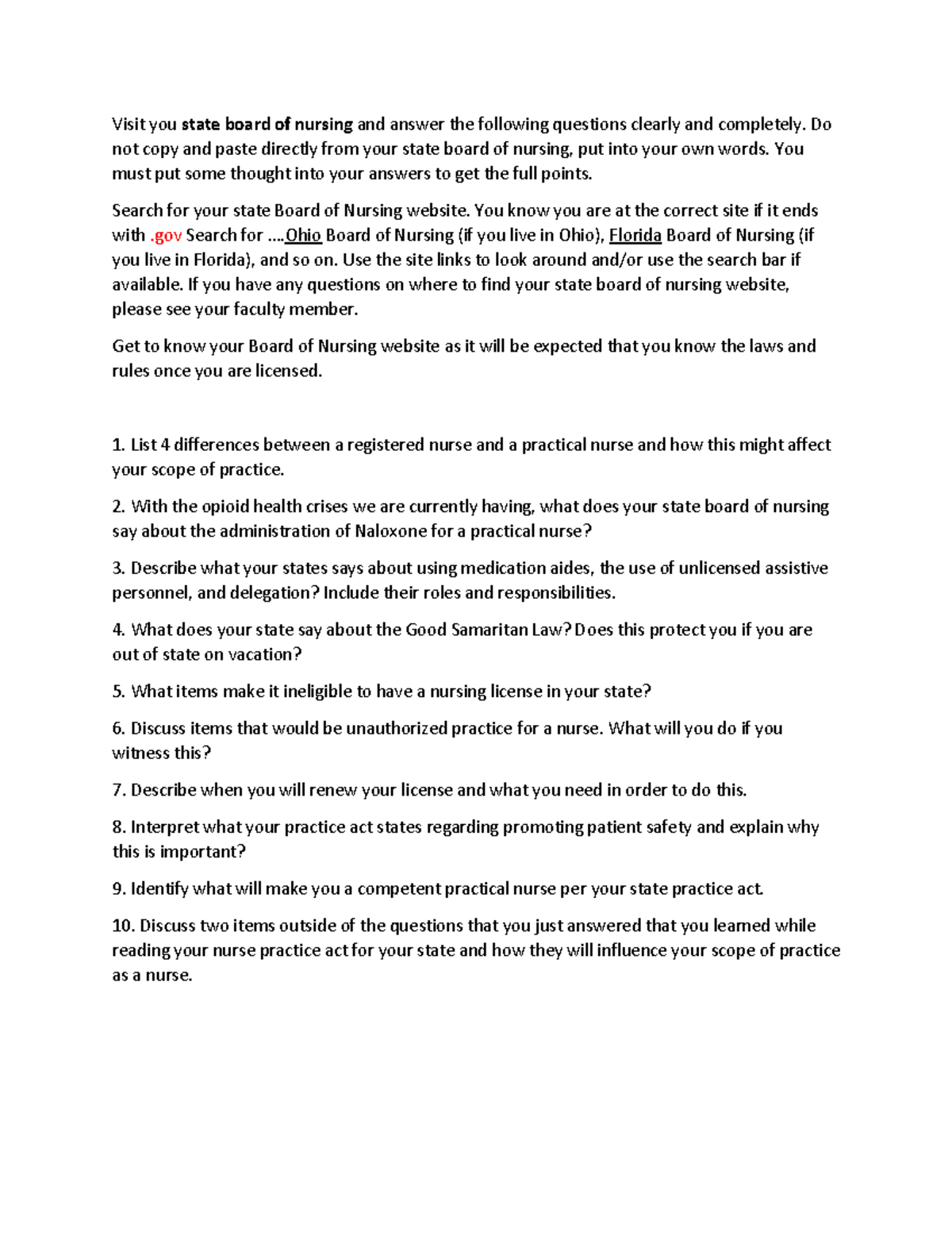 NP 120 Scope of Practice Assignment - Visit you state board of nursing ...