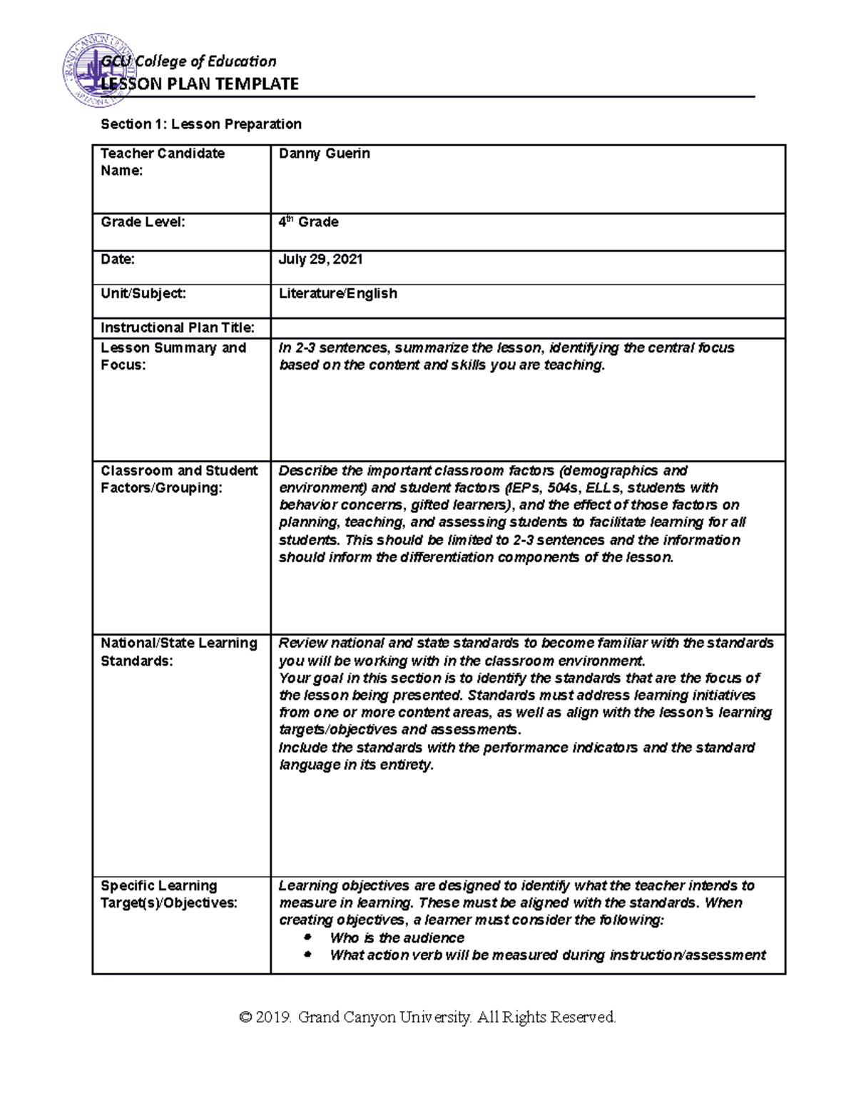 Coe-lesson-plan-template 3 - LESSON PLAN TEMPLATE Section 1: Lesson ...