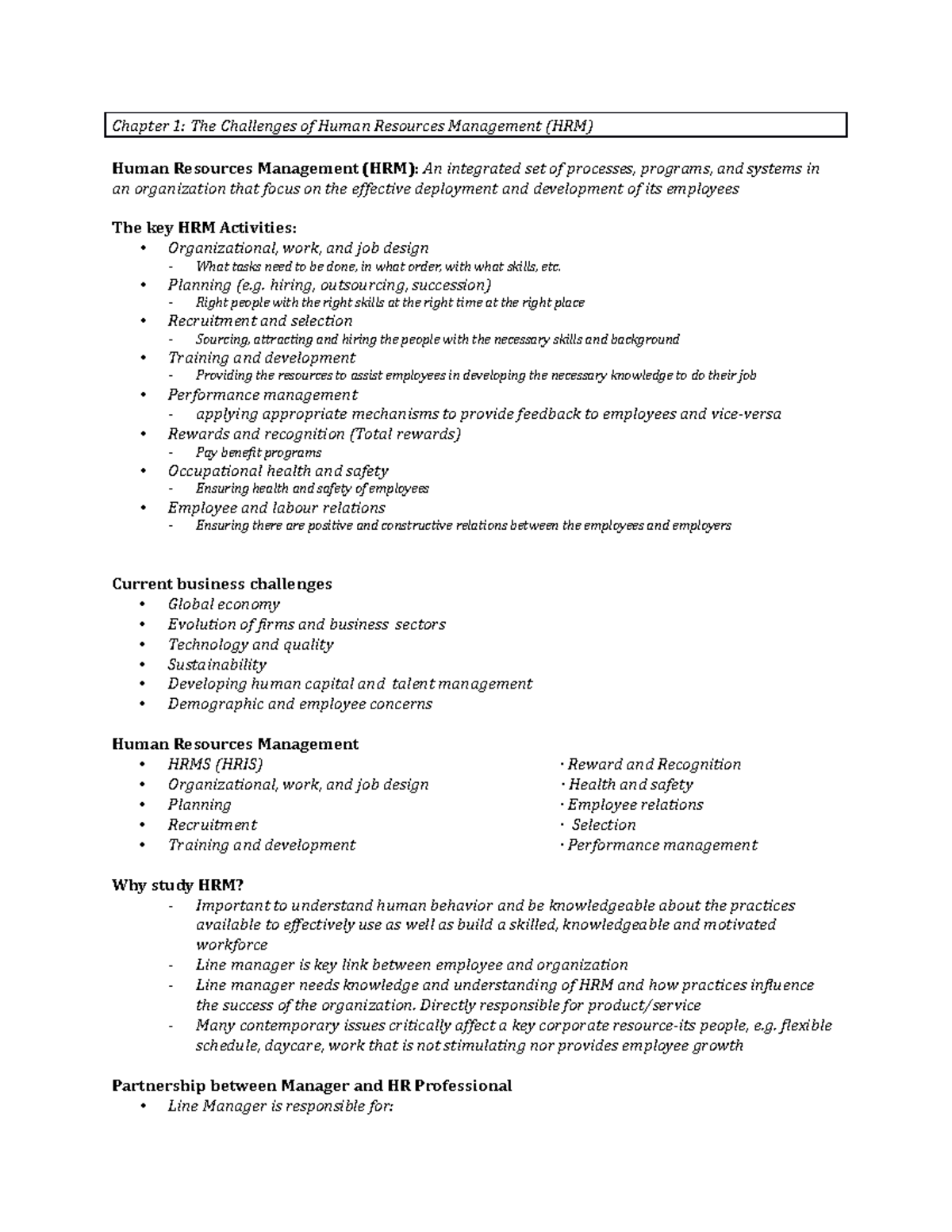 Chapter 1 - Chapter 1: The Challenges of Human Resources Management ...