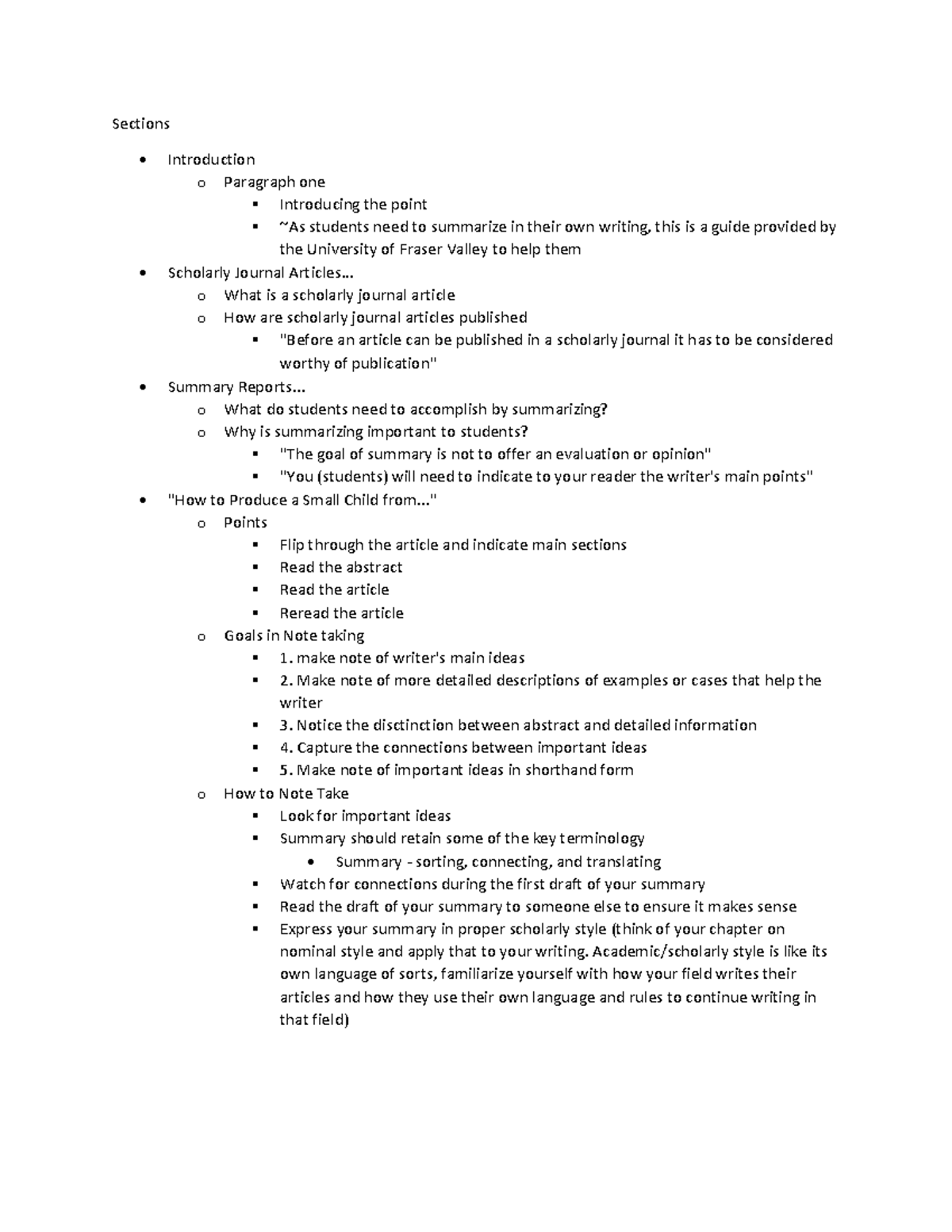 Sample of the Point Form Map of the Article + Some Tips - Sections ...