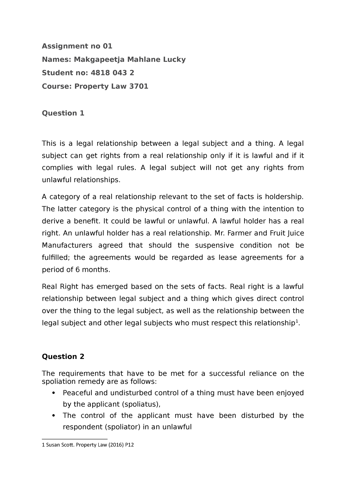 property law assignments