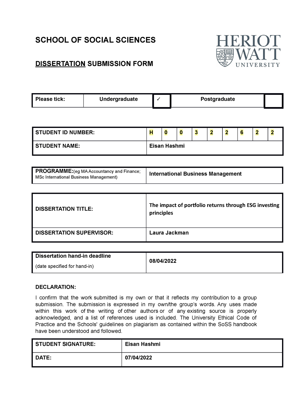 esg dissertation