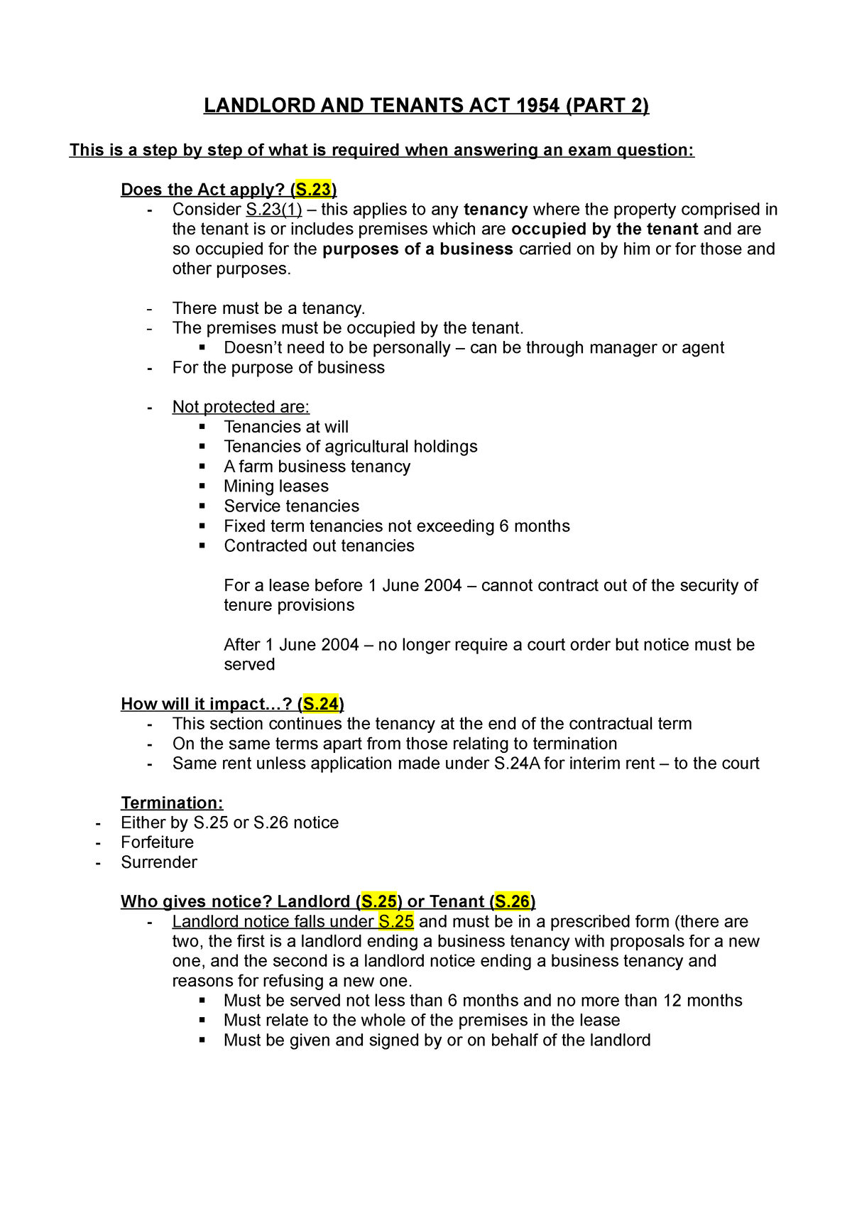 2.1 - Landlords AND Tenants ACT 1954 - LANDLORD AND TENANTS ACT 1954 ...