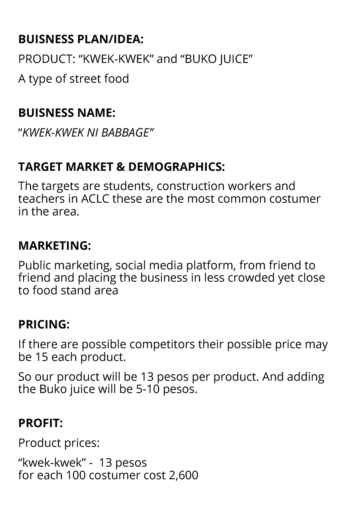 buko juice business plan pdf