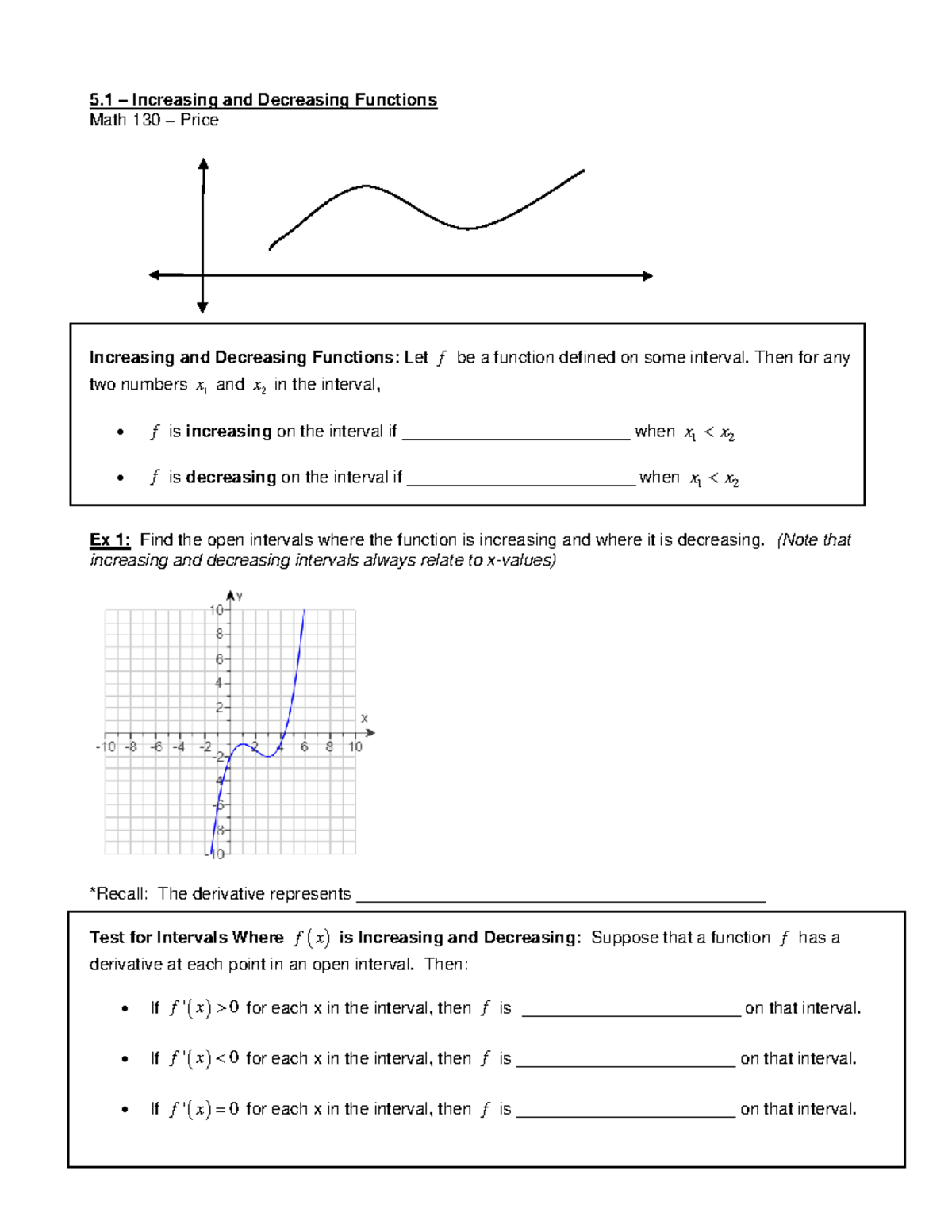 5.1 Increasing and Decreasing Functions-2 - 5 – Increasing and ...