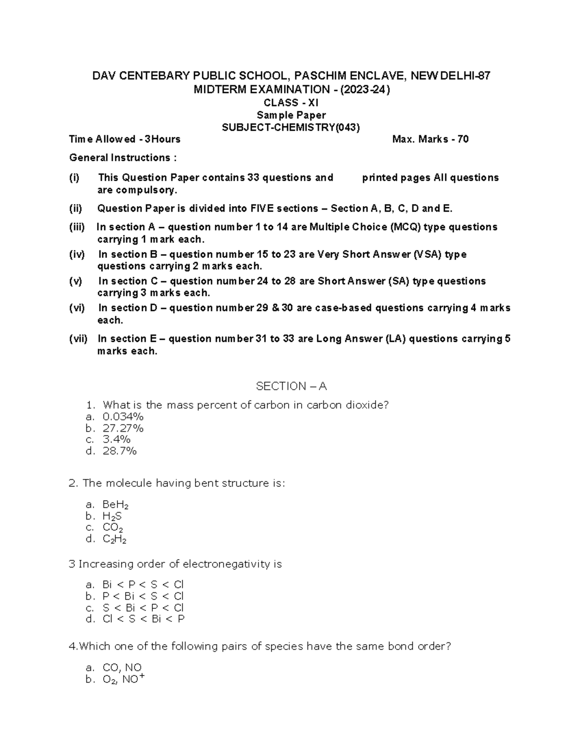 Practice sample paper for midterm-2024-25 - DAV CENTEBARY PUBLIC SCHOOL ...