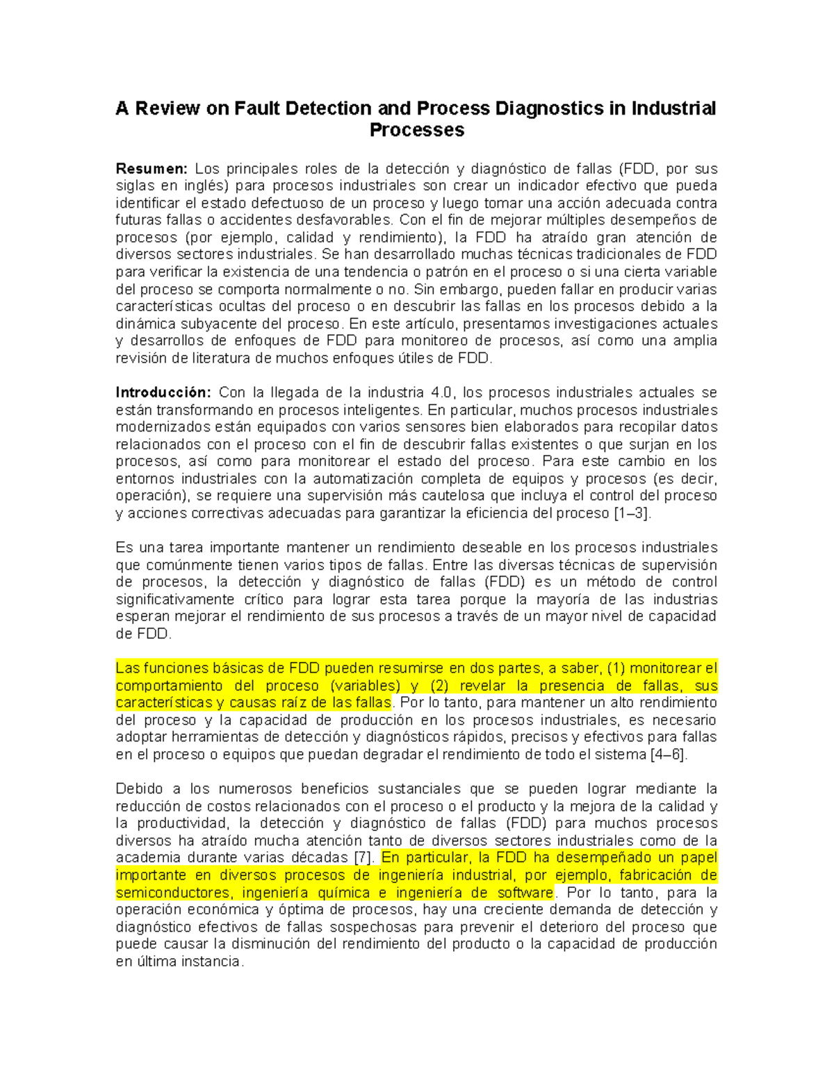 A Review on Fault Detection and Process Diagnostics in Industrial ...