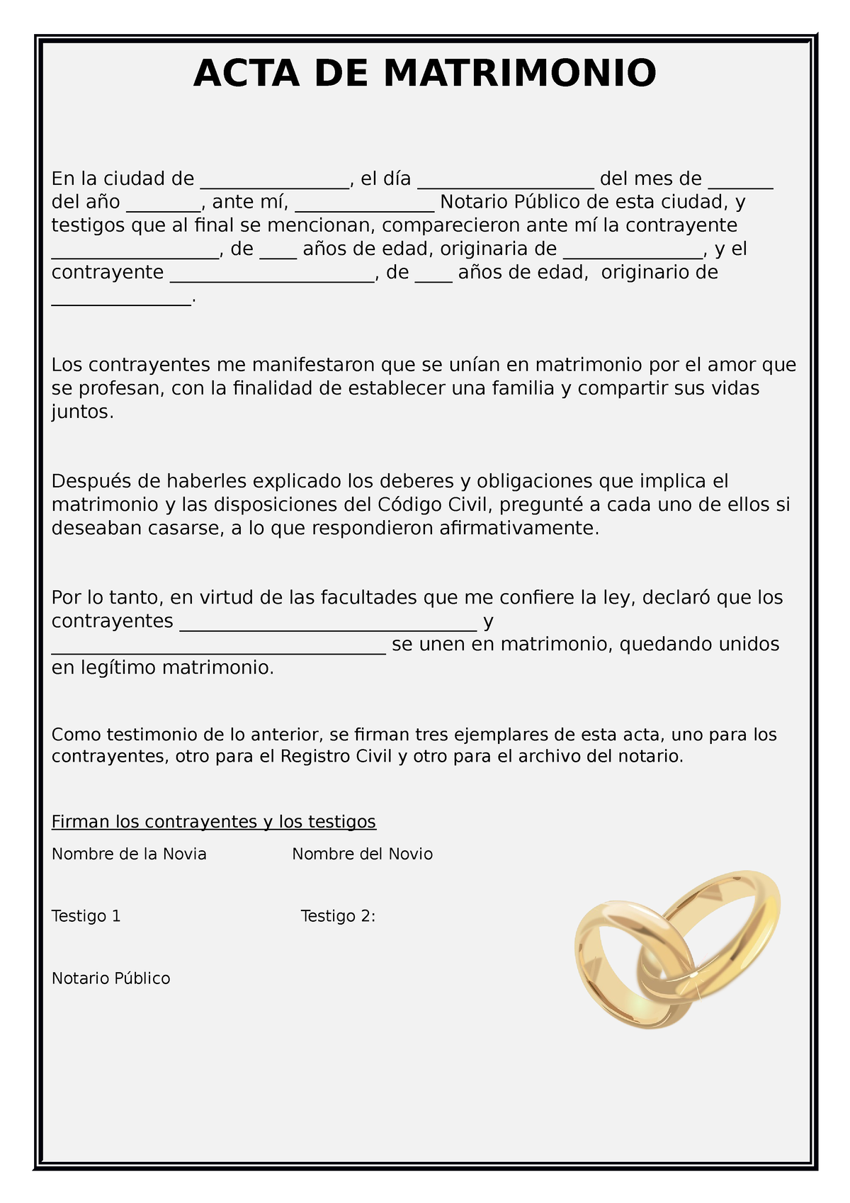 Acta De Matrimonio Falsa Online Acta De Matrimonio En La Ciudad De El Día 0332