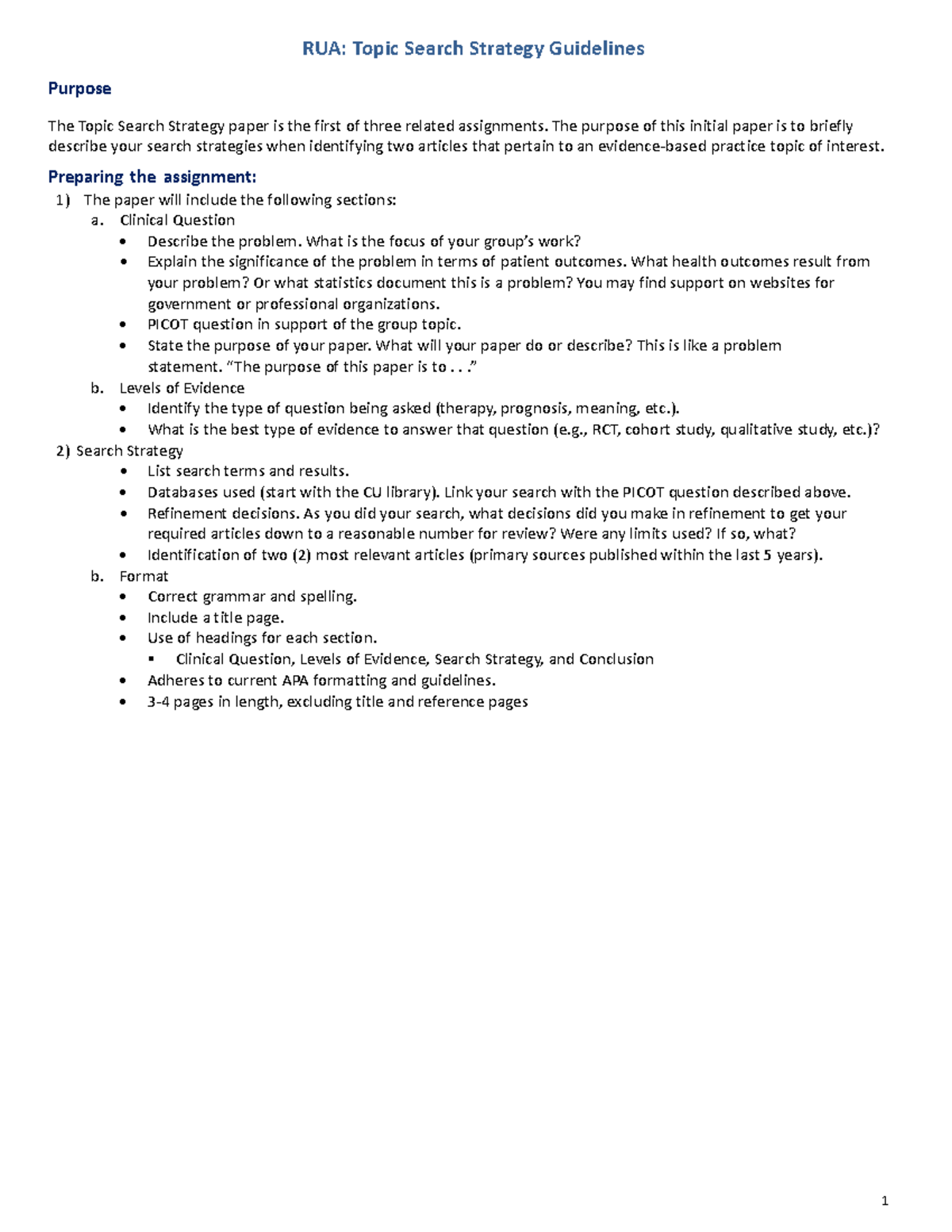 RUA Rubric - RUA: Topic Search Strategy Guidelines Purpose The Topic ...