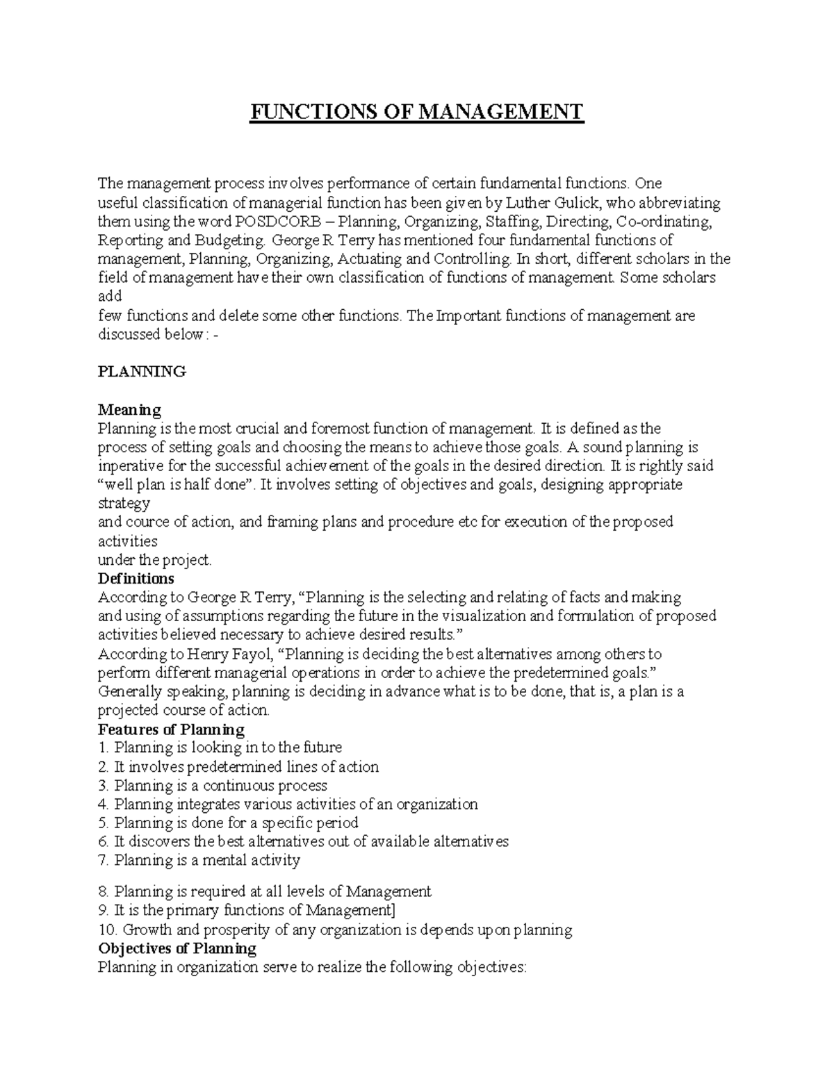 Functions OF Management-7 - FUNCTIONS OF MANAGEMENT The management ...