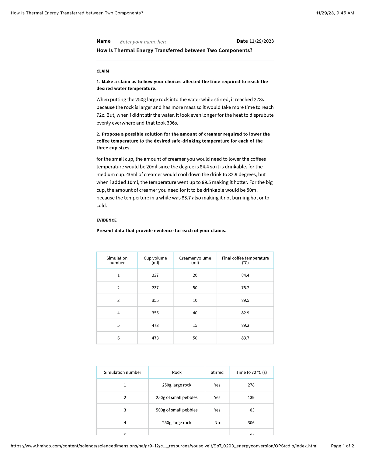 how-is-thermal-energy-transferred-between-two-components-studocu