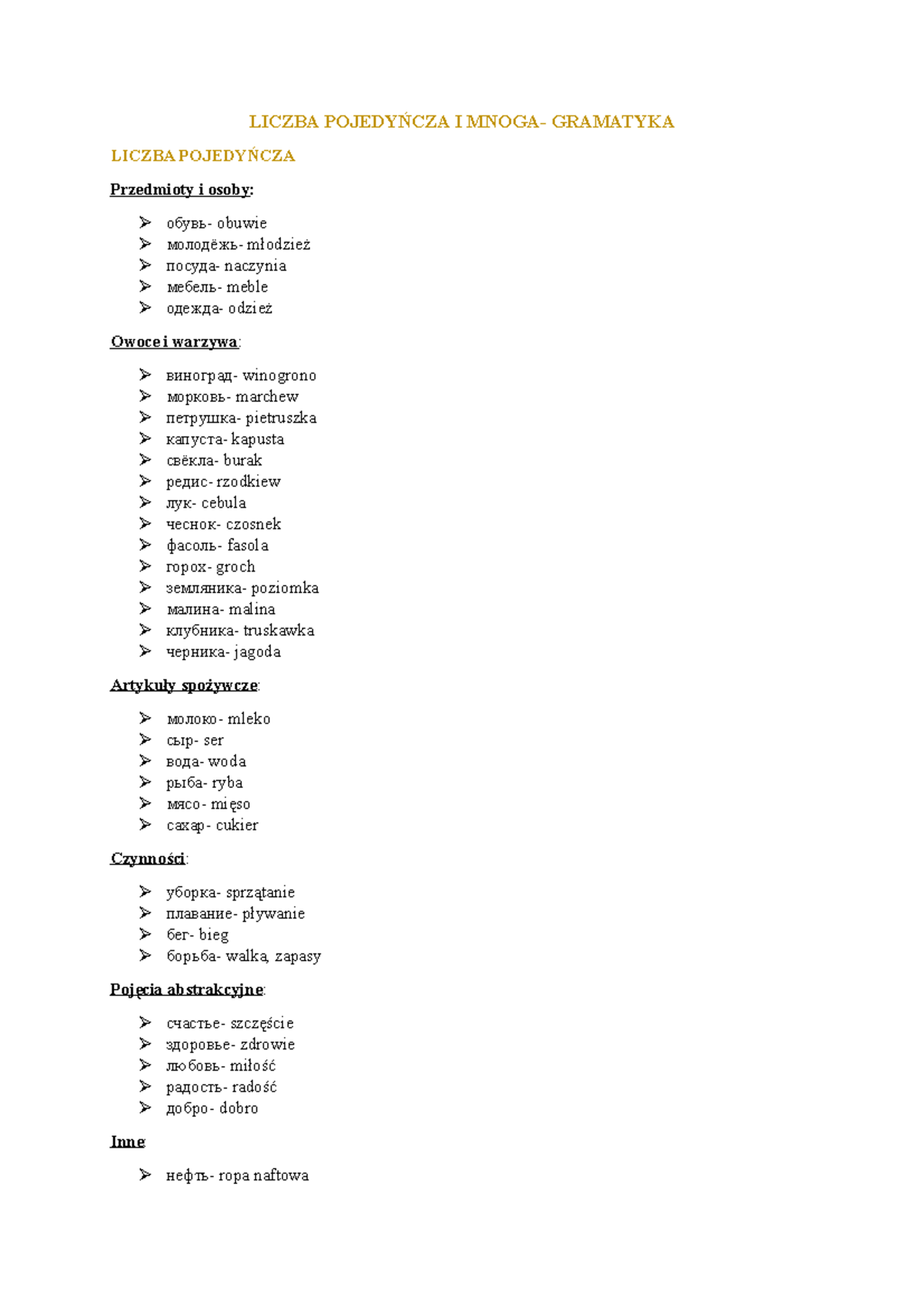 Liczba pojedyncza i mnoga- gramatyka rosyjskiego - LICZBA POJEDYŃCZA I